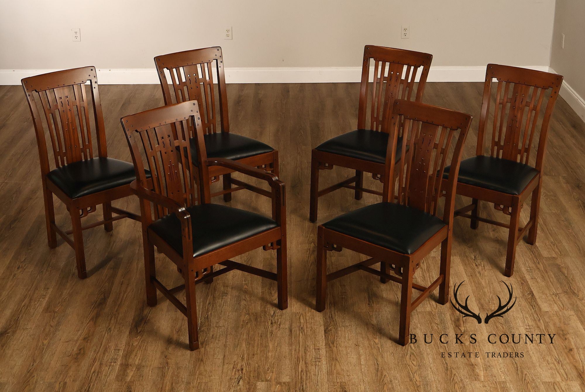 Stickley Pasadena Bungalow Blacker House Set Of Six Mahogany Dining Chairs