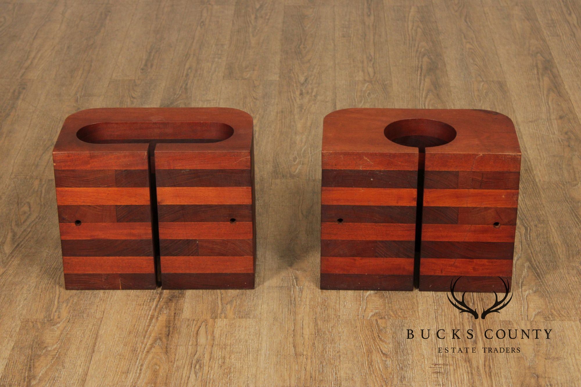 Mid Century Modern Pair of Rosewood Speaker Stands