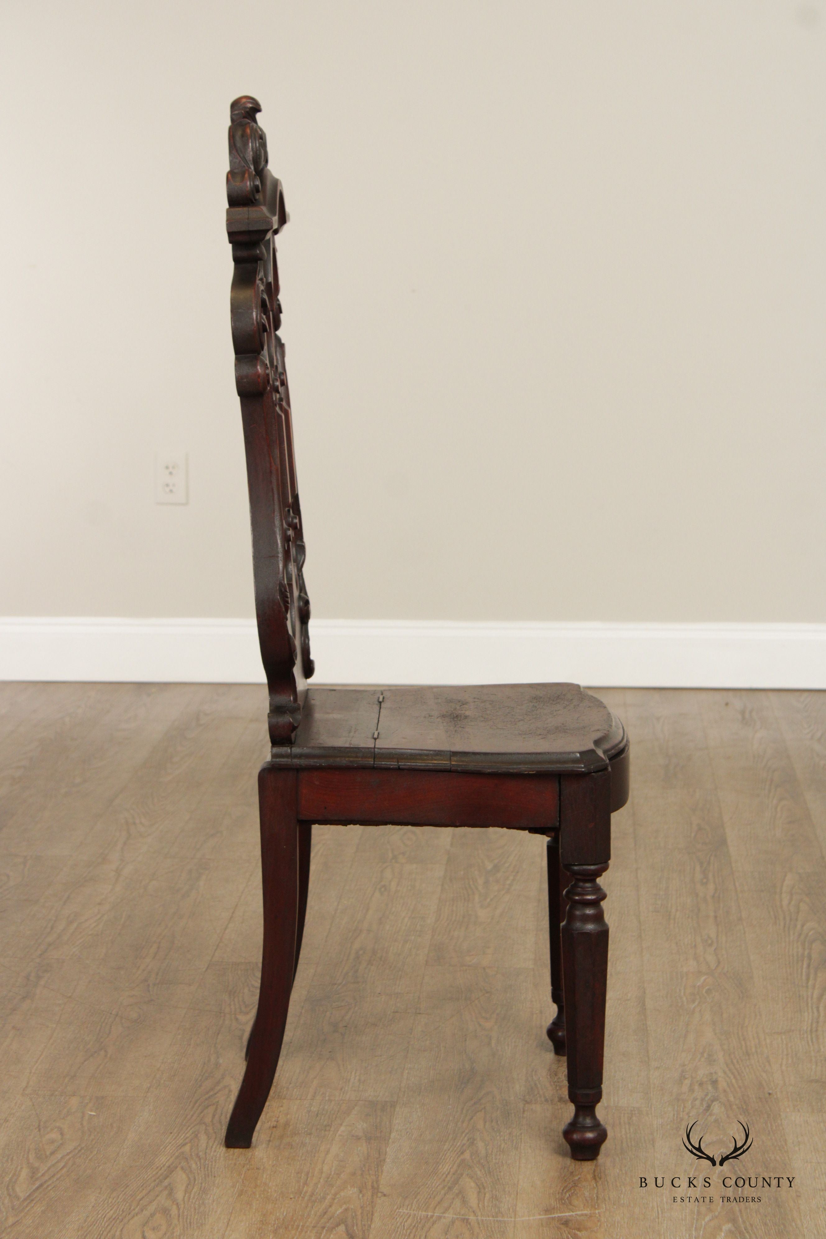 Victorian Walnut Carved Hall Music Chair with Storage Seat