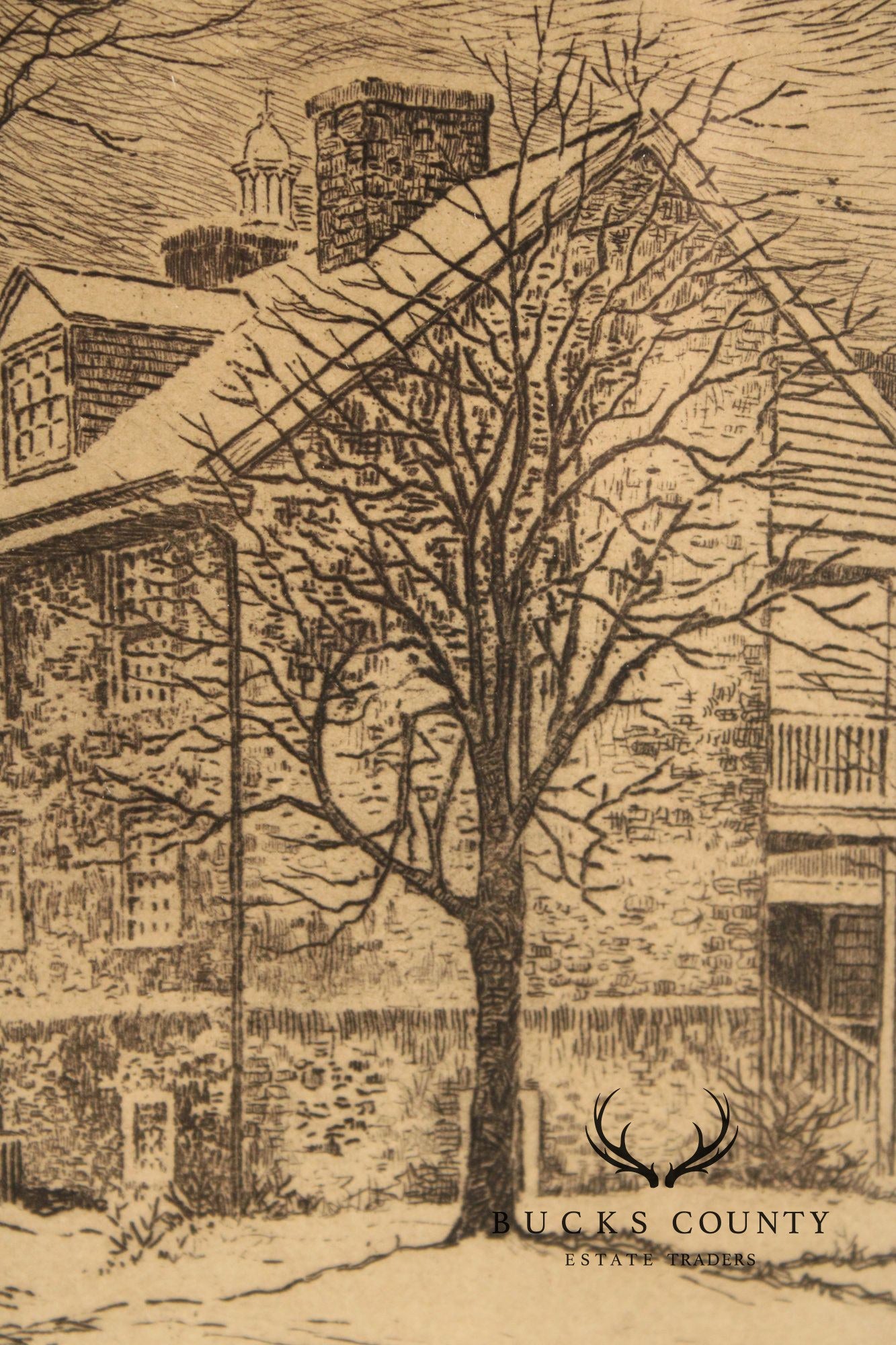 George Bradshaw Etching, Old Barracks