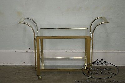 Mid Century Modern Brass & Glass Contemporary Serving Cart