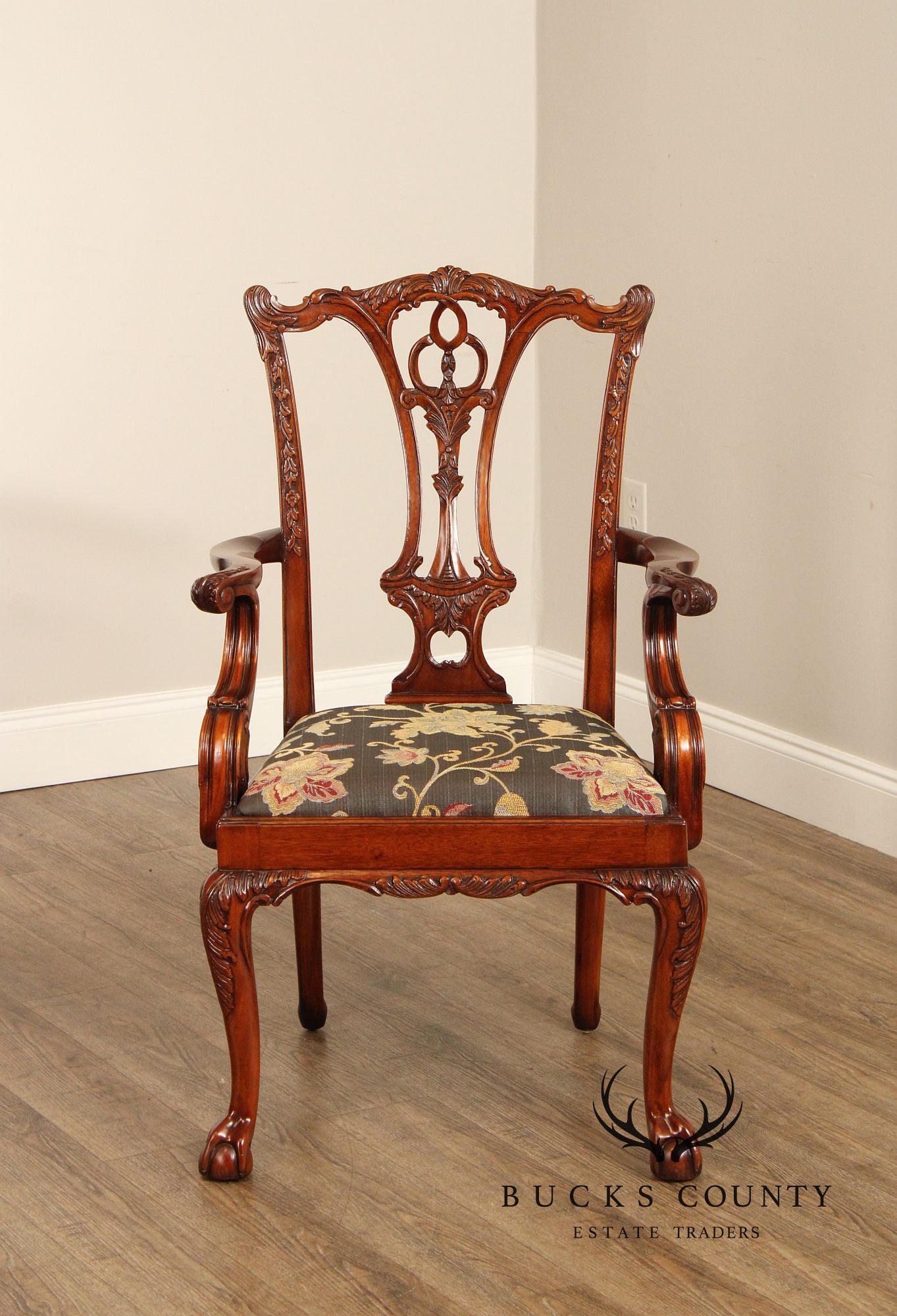 Georgian Style Set of Six Carved Mahogany Dining Chairs