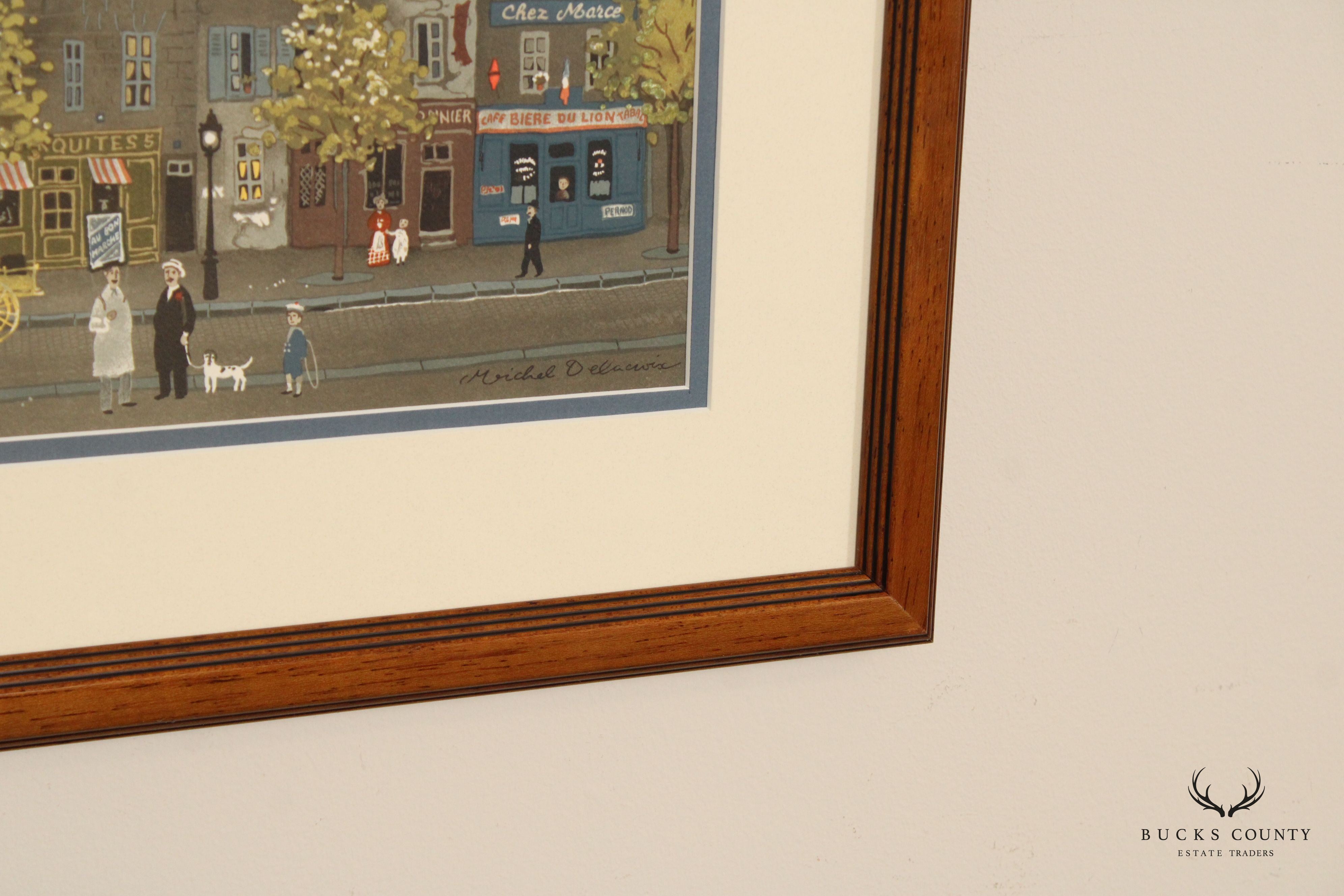 Michel Delacroix 'L'Homme Sandwich' Framed Colored Lithograph