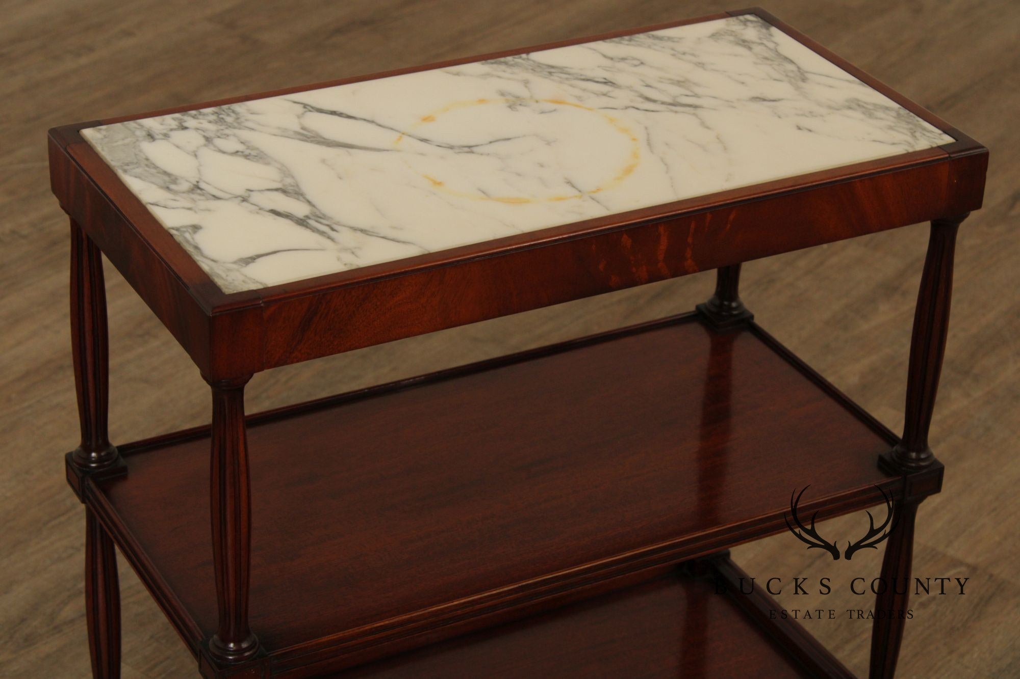 Regency Style Vintage Marble Top Mahogany Side Table