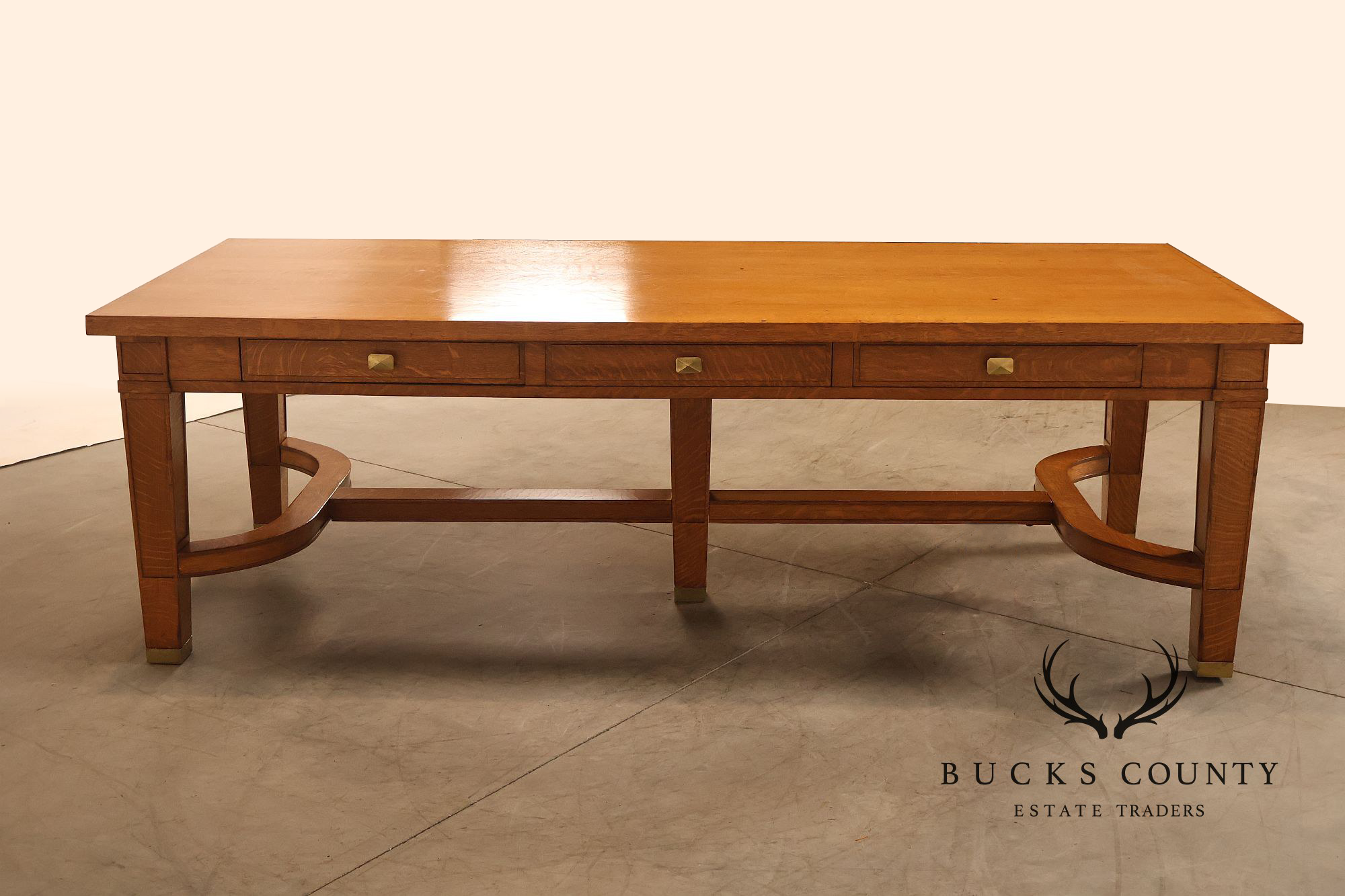 Arts & Crafts Style Large Oak Library Table