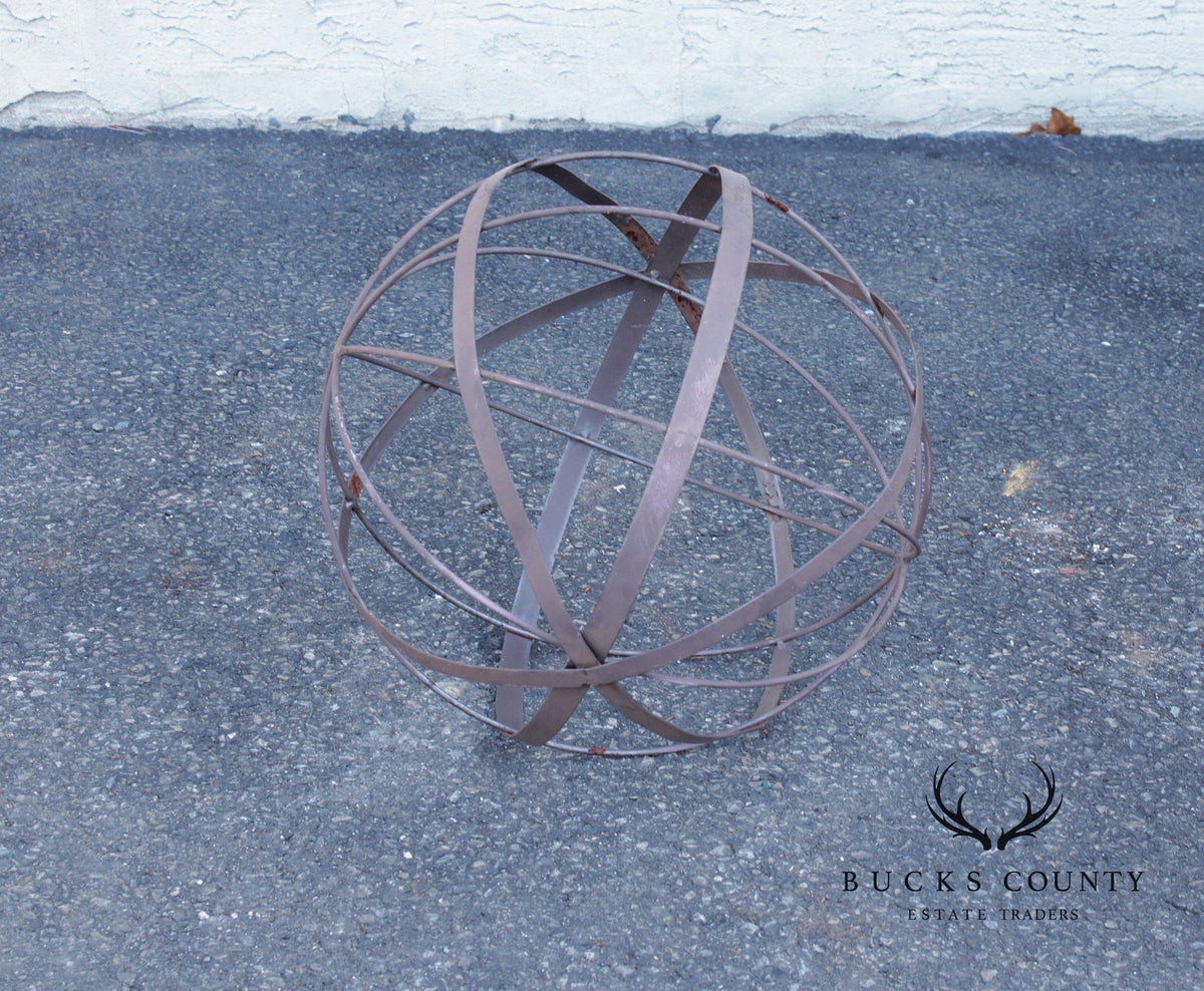 Pair of Steel Outdoor Garden Armillary Spheres