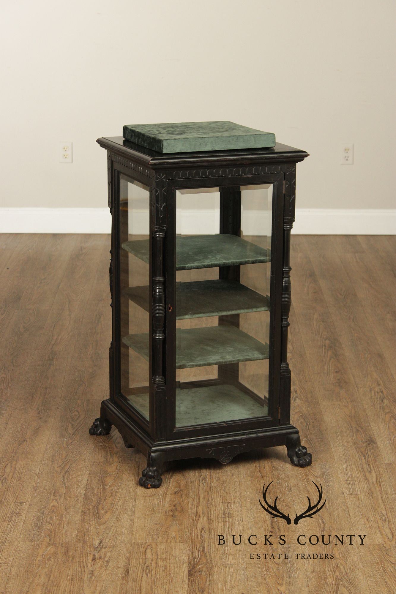 Antique Aesthetic Ebonized Jewelers Display Cabinet