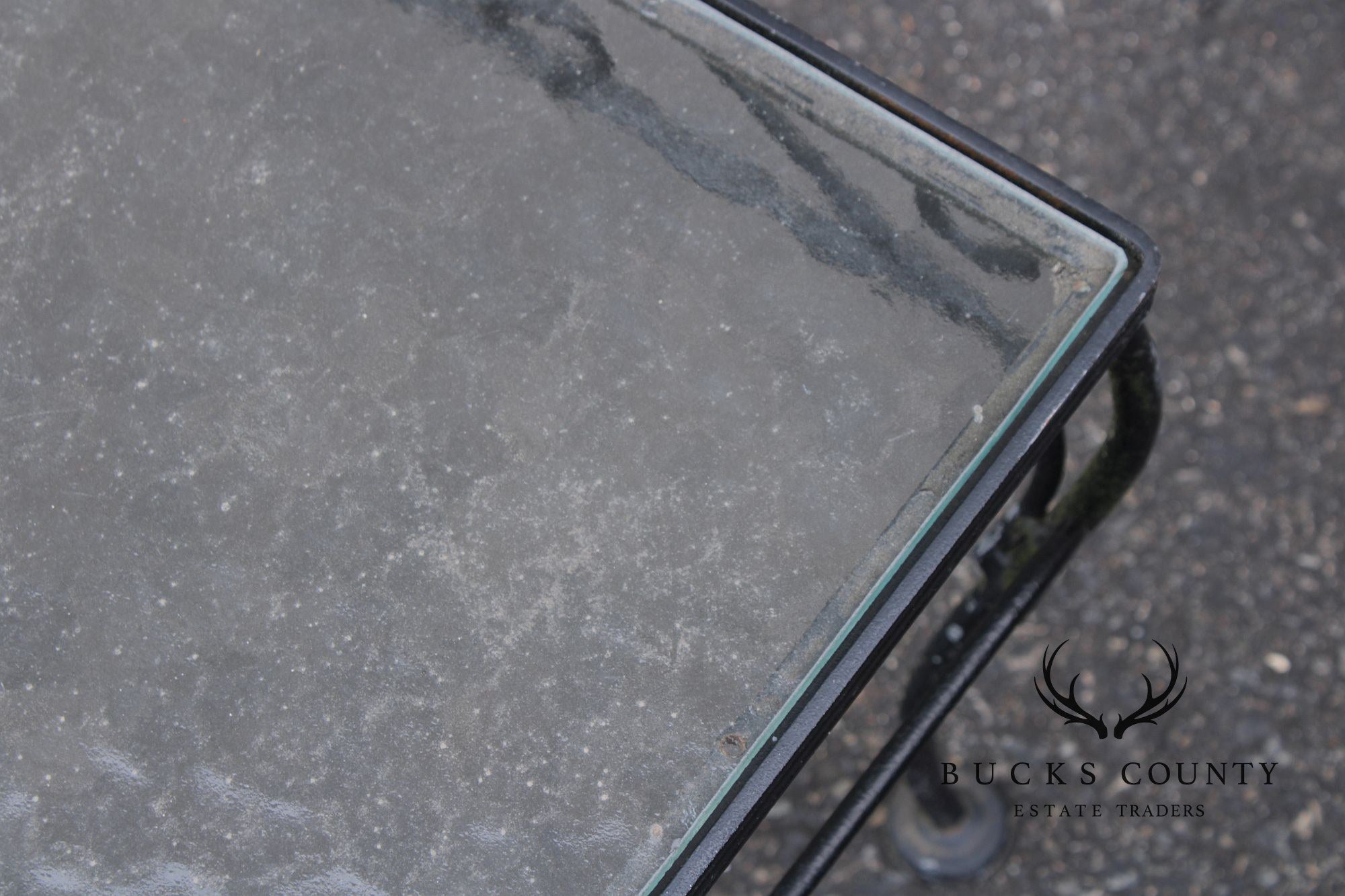Woodard Vintage Wrought Iron Glass Top Outdoor Coffee Table