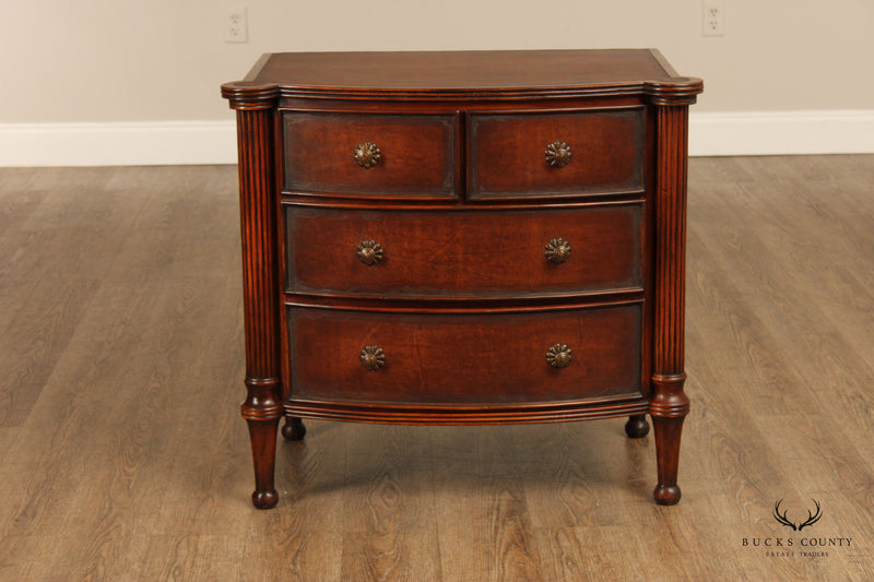 English Traditional Regency Style Mahogany And Leather Nightstand Chest