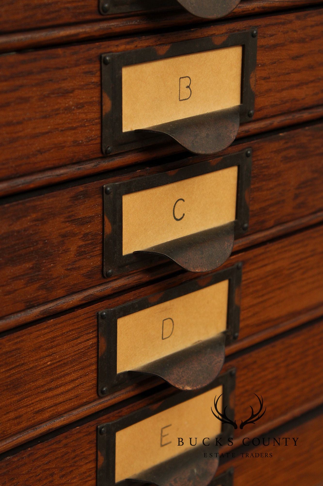 Antique Globe Oak Flat File Cabinet