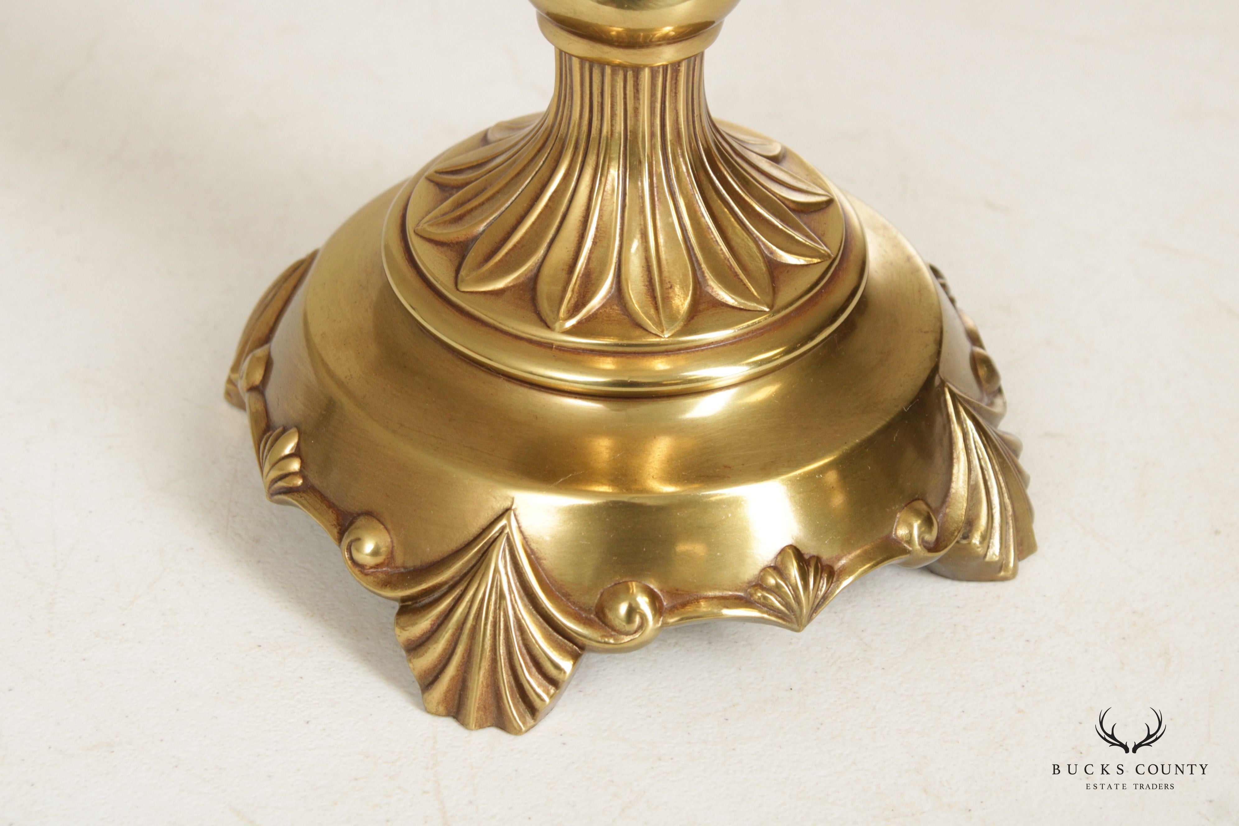 Pair of Traditional Polished Brass Urn Style Lamps