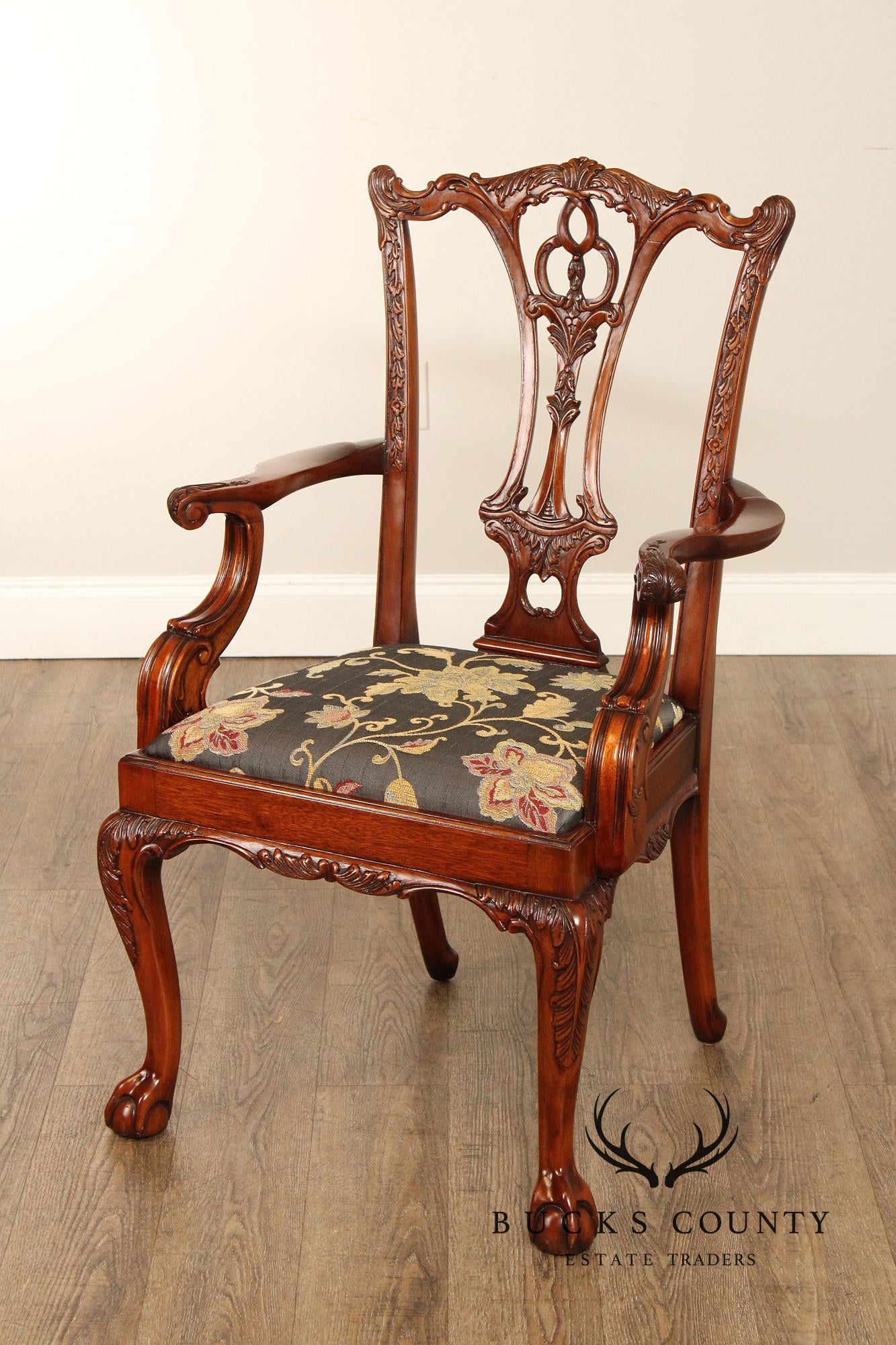 Georgian Style Set of Six Carved Mahogany Dining Chairs