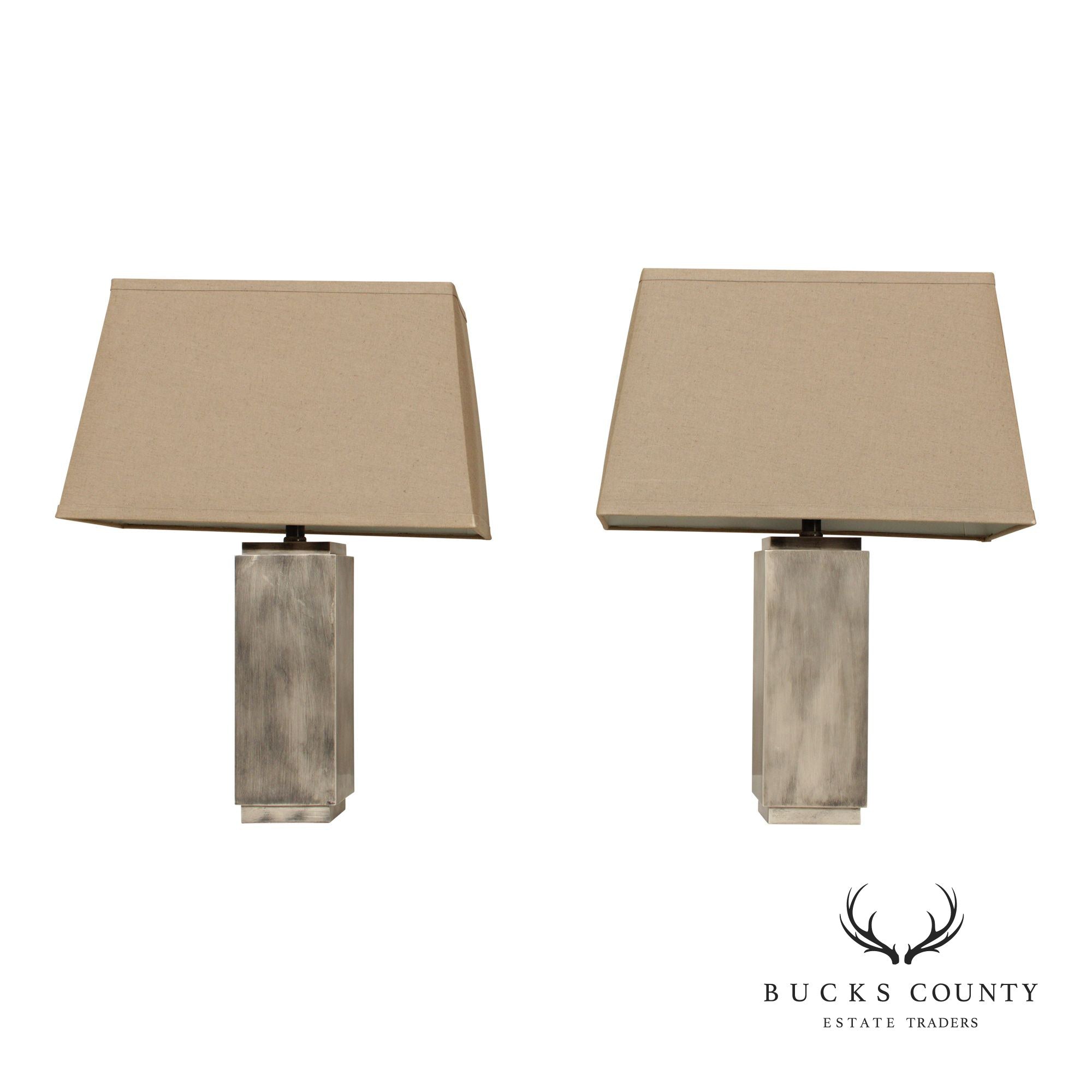 Restoration Hardware Pair of Square Column Table Lamps