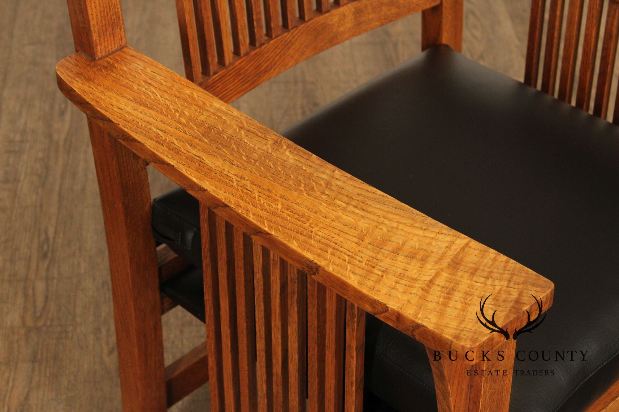 Stickley Mission Collection Set Of Eight Oak Spindle Back Dining Chairs