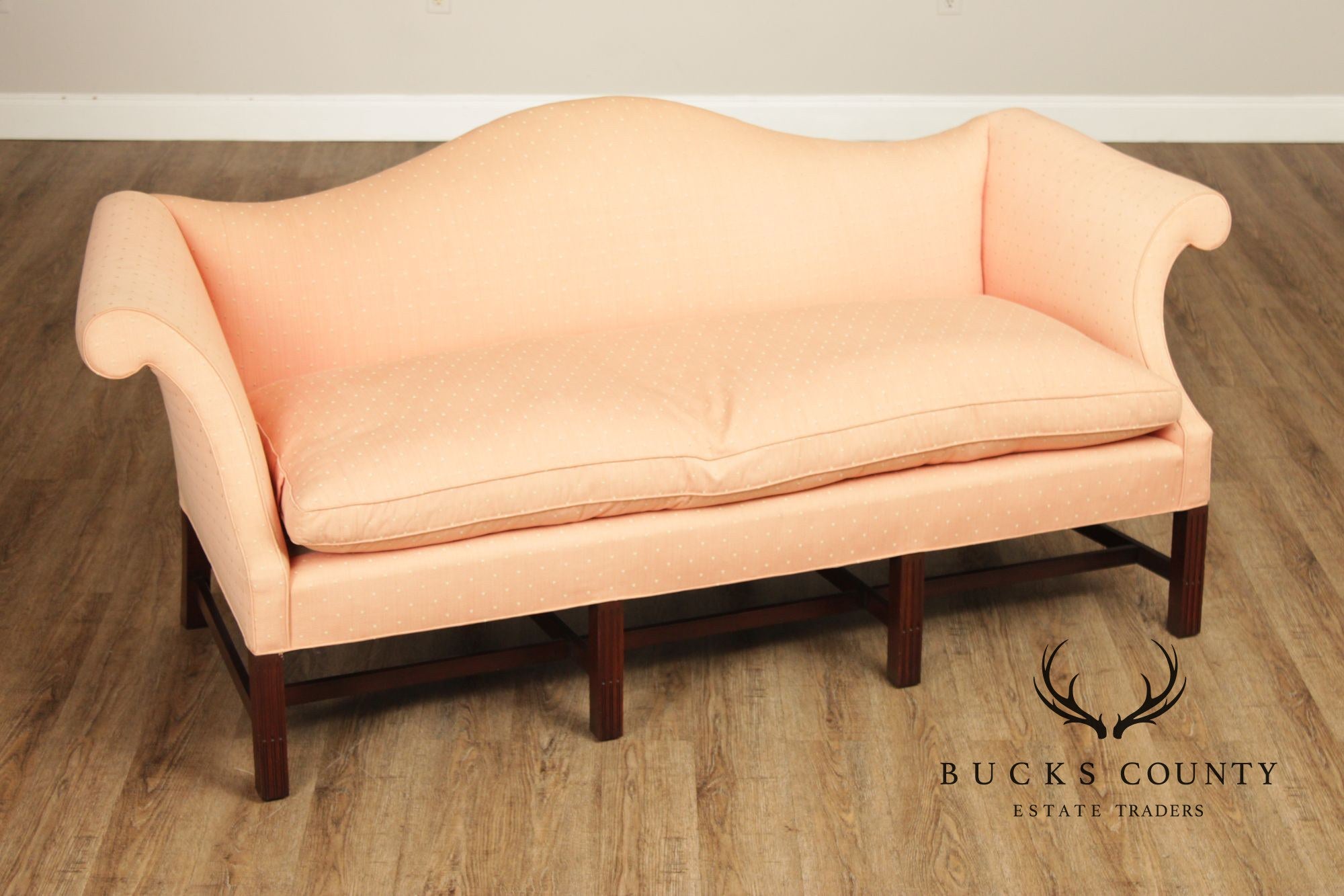 Chippendale Style Vintage Mahogany Camelback Sofa