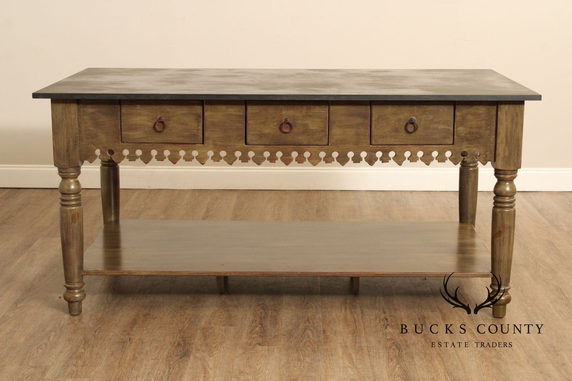 Rustic Farmhouse Style Large Slate Top Island Table