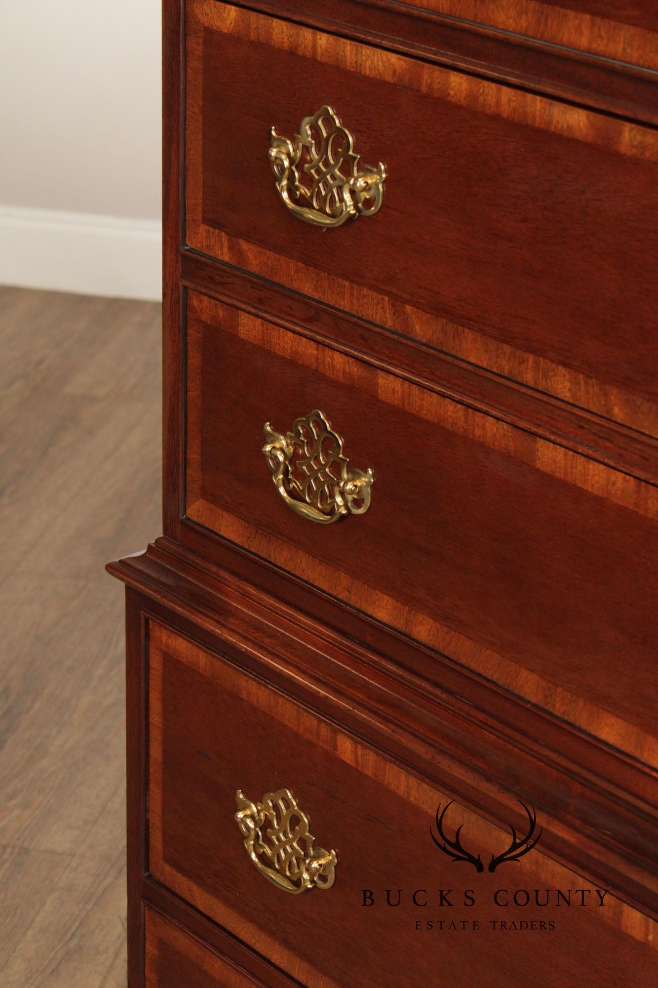 Hickory Furniture Inlaid Mahogany Chippendale Style Tall Chest of Drawers