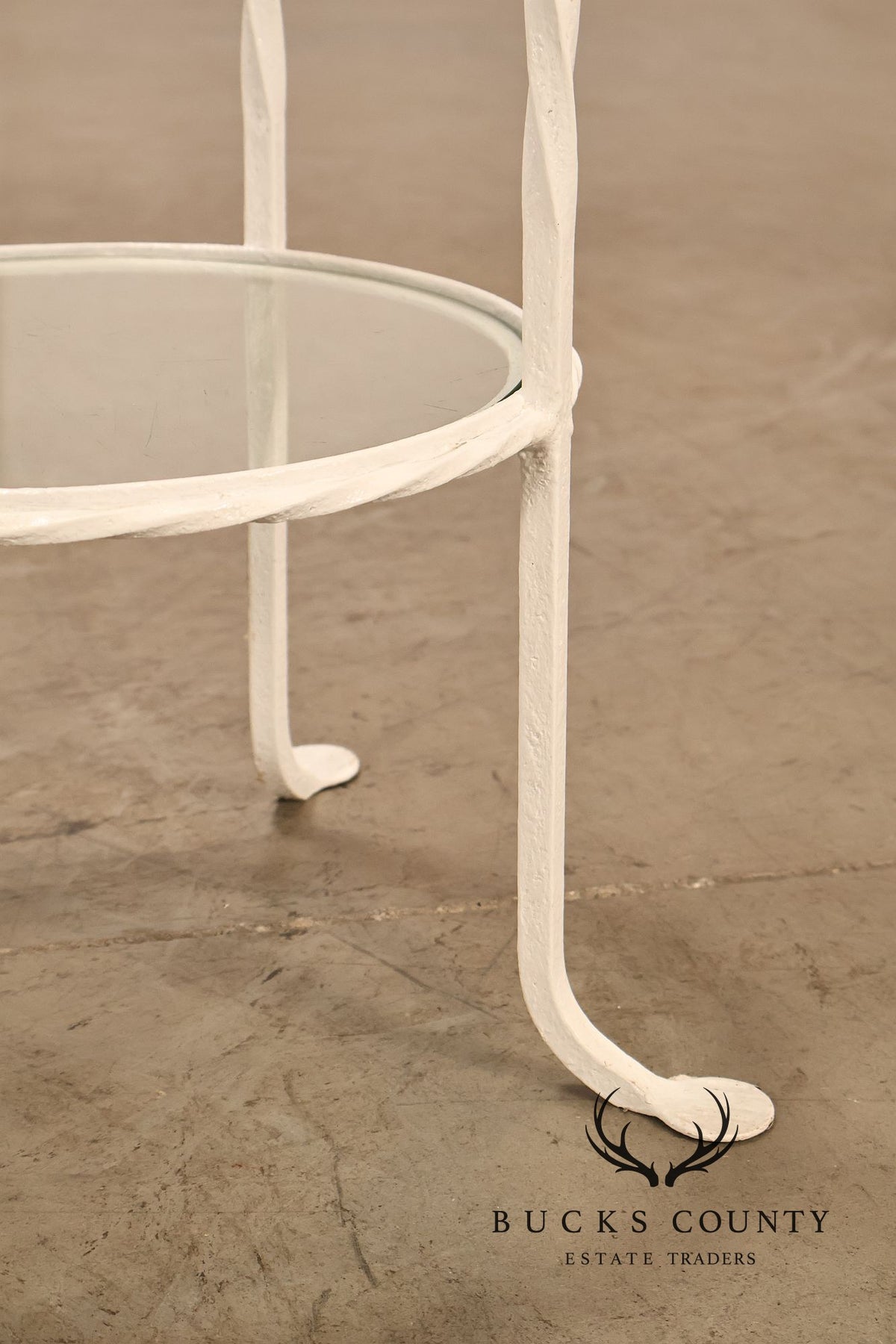 Vintage Wrought Iron And Glass Two Tier Patio Side Table