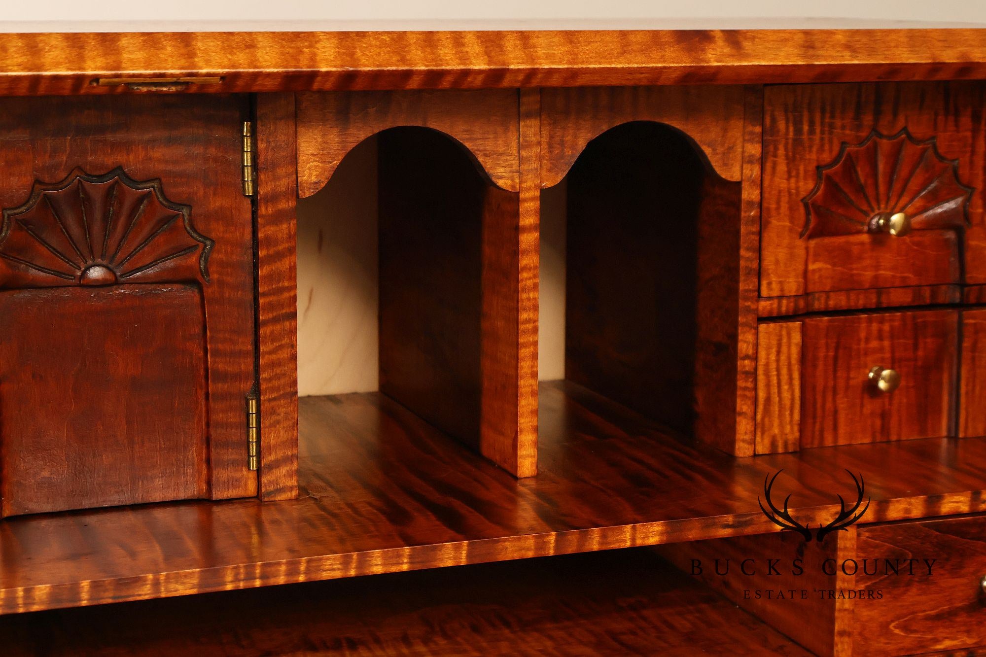 Custom Tiger Maple Slant Drop Front Secretary Desk