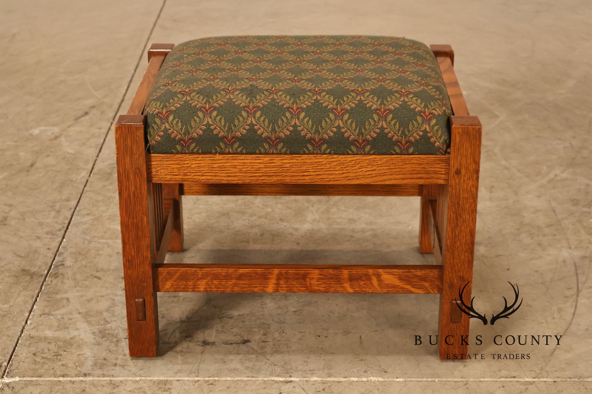 Stickley Mission Collection Oak Spindle Side Footstool Ottoman