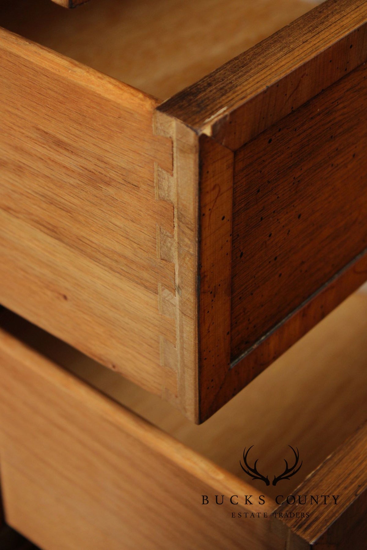 Hekman Campaign Style Mahogany Three-Drawer Nightstand With Brass Accents