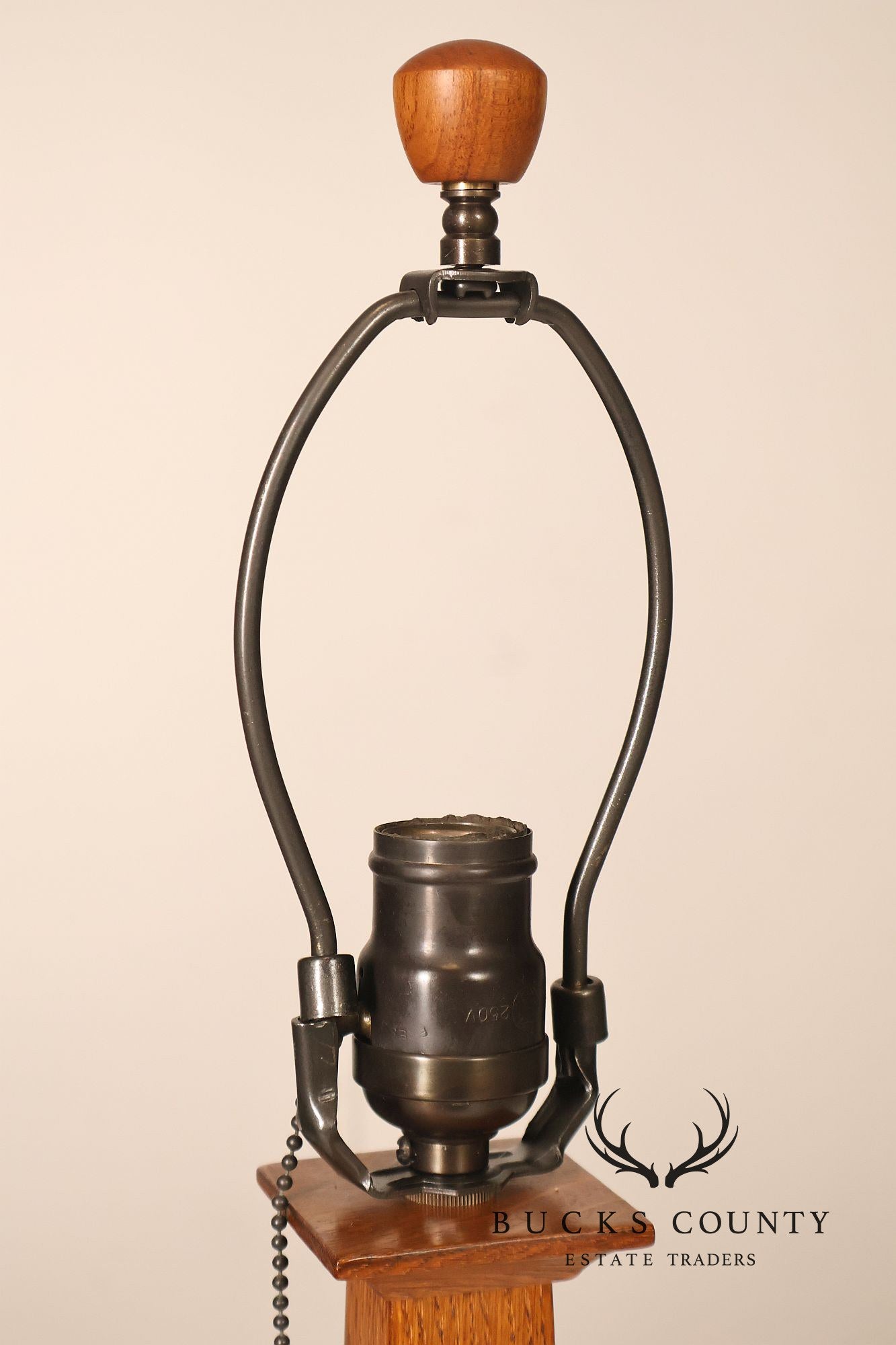 Stickley Mission Collection Oak Table Lamp with Art Glass Shade