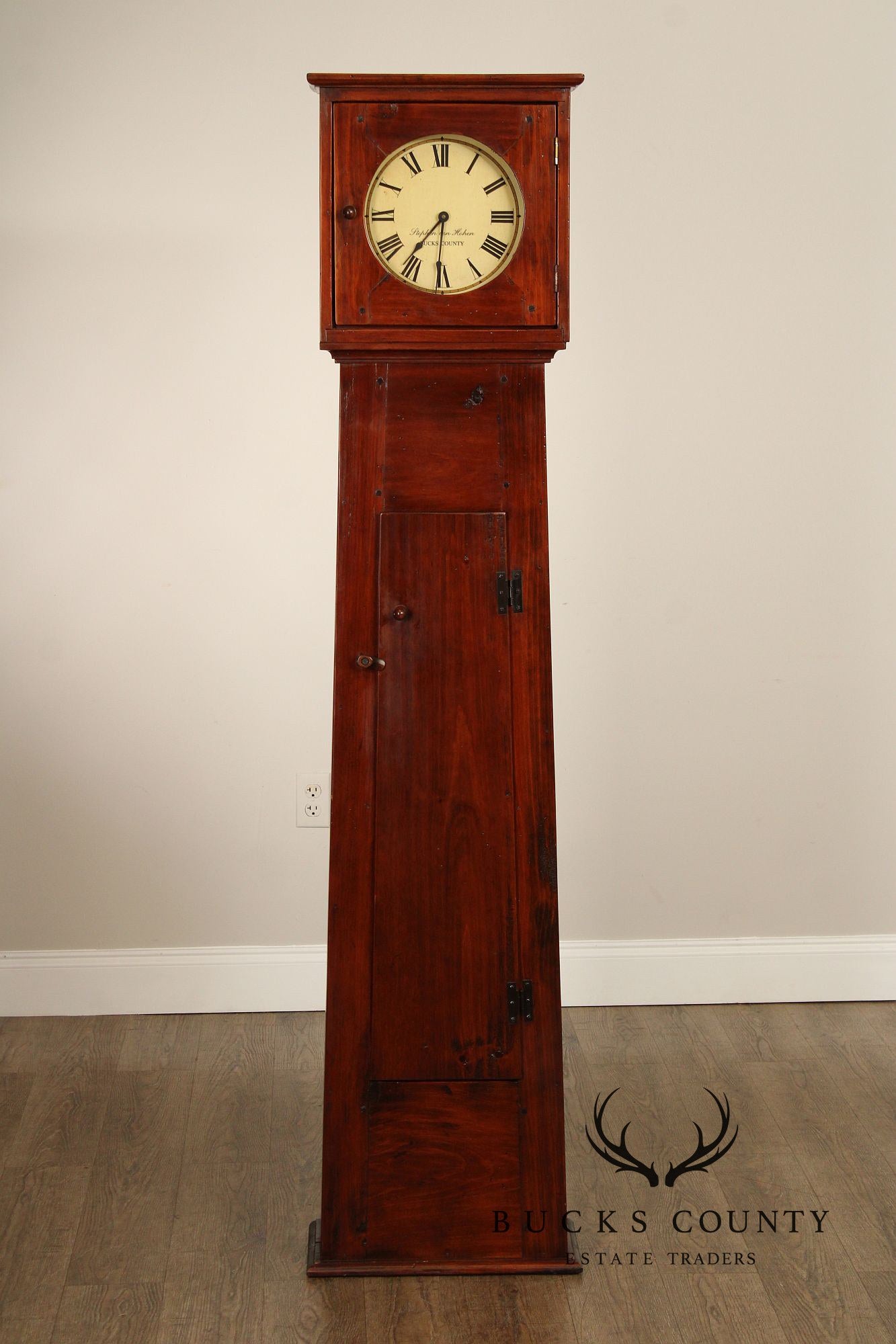 Stephen Von Hohen Bucks County Pine Grandfather Clock