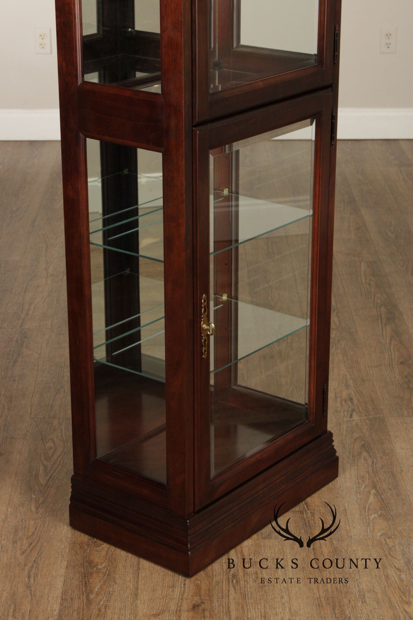 Jasper Traditional Cherry and Beveled Glass Display Cabinet