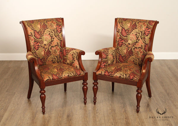 Ethan Allen British Colonial  Style Pair of Host Armchairs