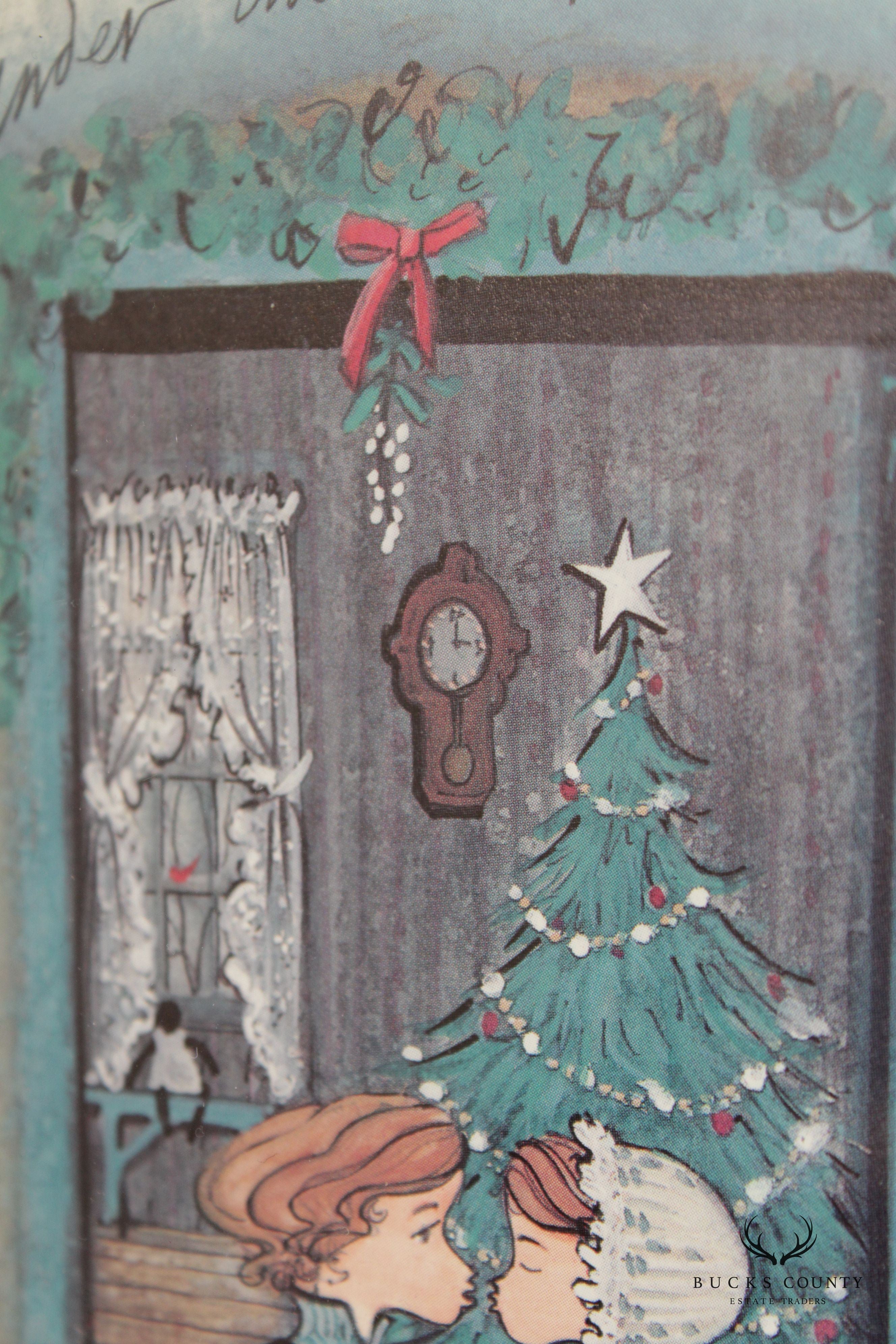 Pat Buckley Moss 'Under the Mistletoe' OffSet Lithograph