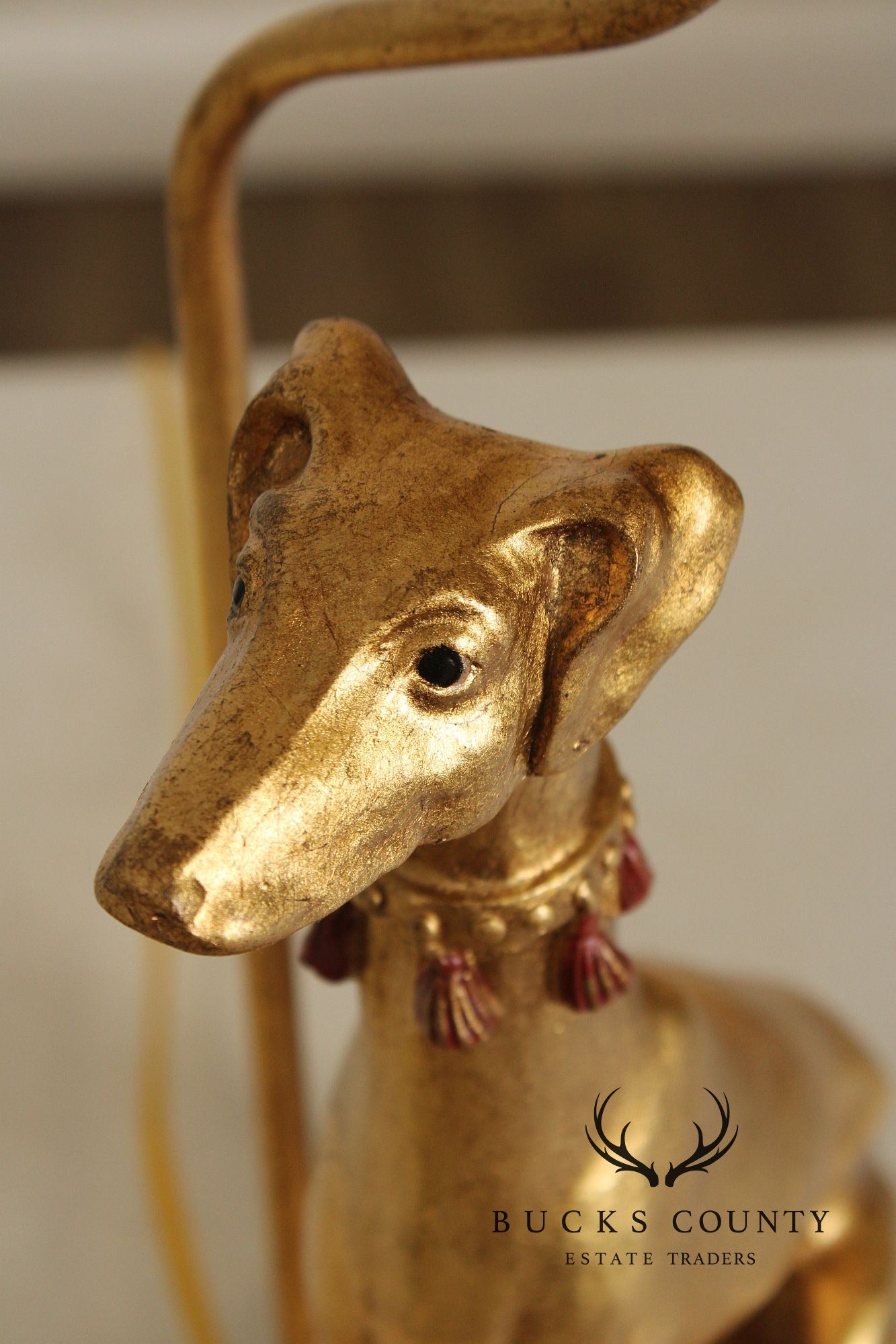 Egyptian Revival Pair Of Gilt Greyhound Table Lamps