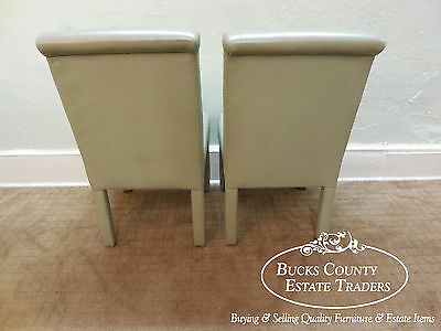 Quality Set of 4 Leather Parsons Dining Chairs