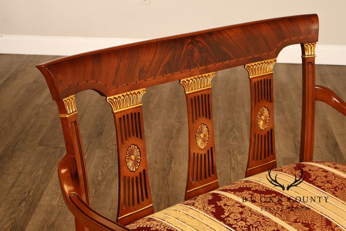 Neoclassical Style Mahogany And Gilt Upholstered Settee