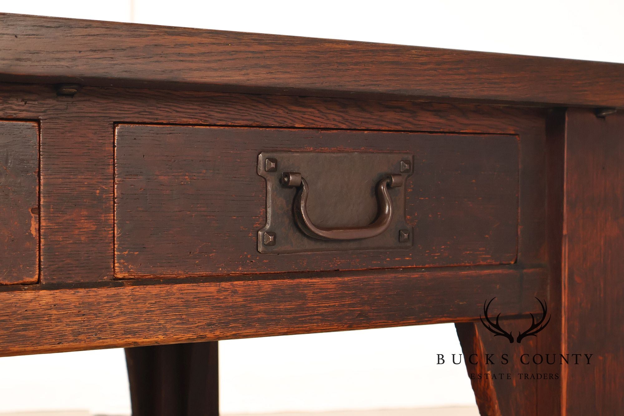 Early Gustav Stickley No. 460 Oak Library Table With Rare  Hardware