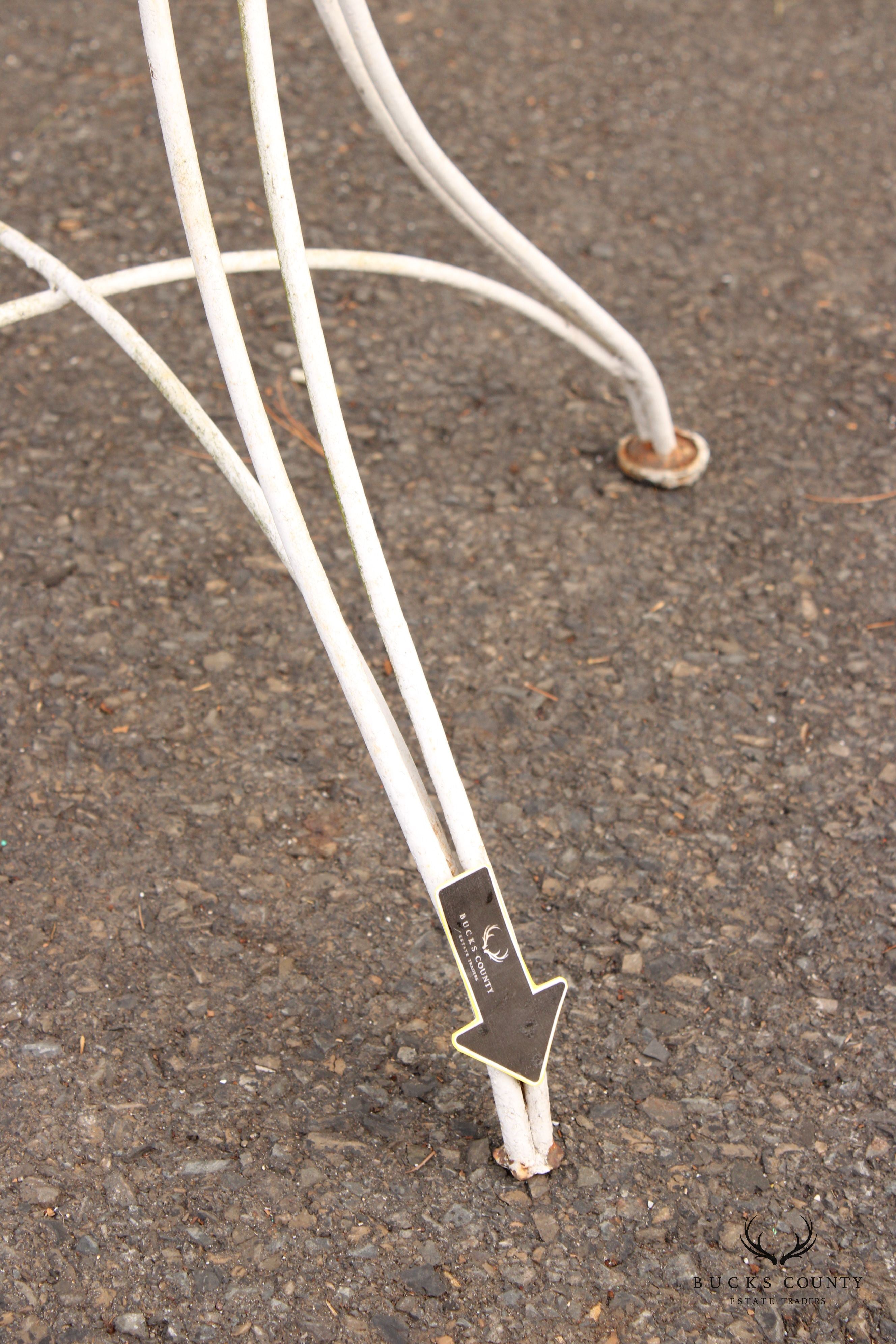 Vintage Wrought Iron Round Outdoor Garden Accent Table