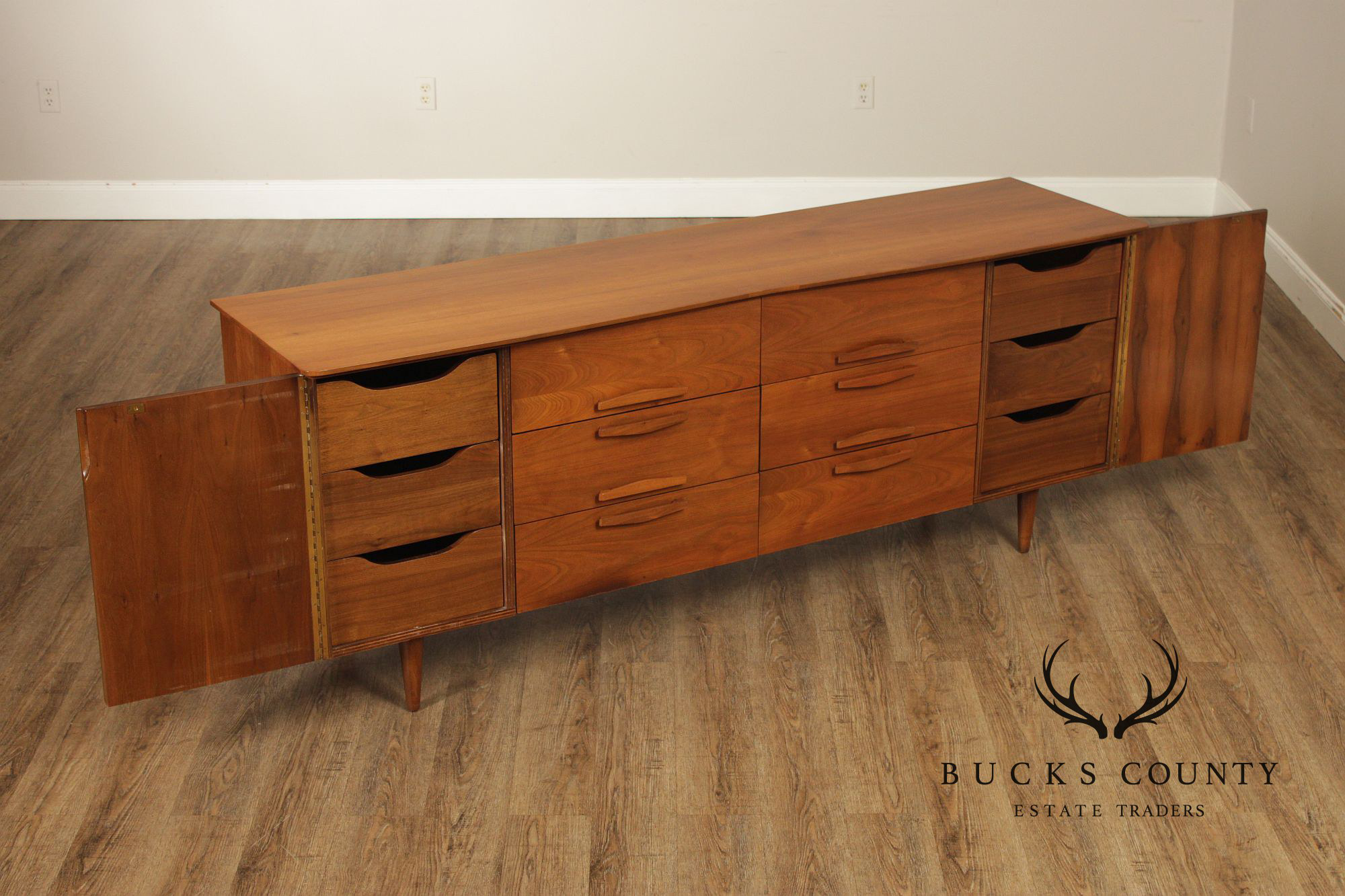 Mid Century Modern Walnut Long Dresser