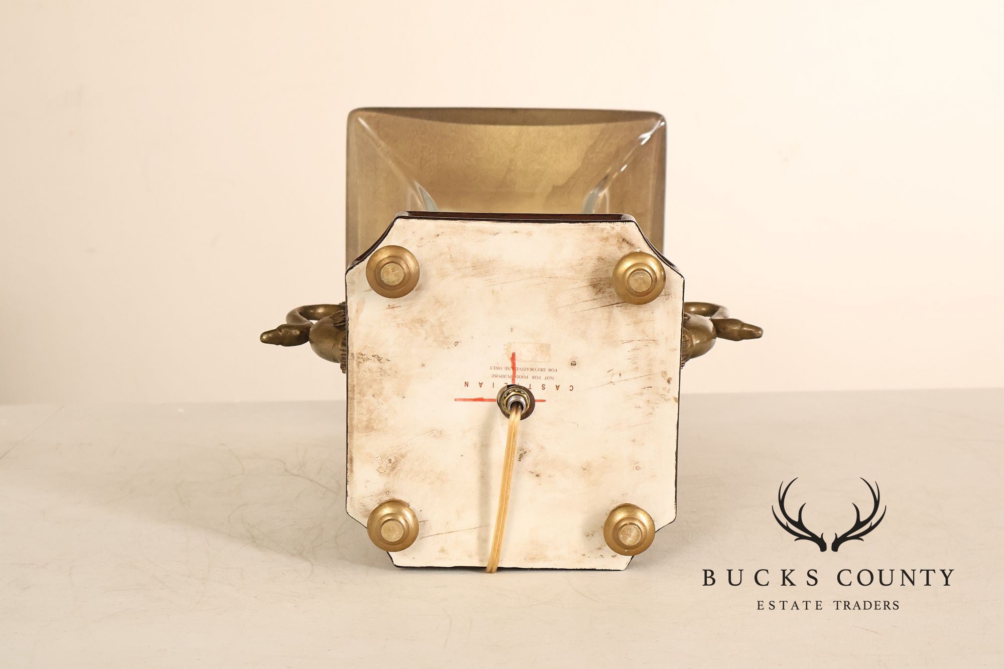 Castilian Brass Swan Motif Table Lamp with Glass Body