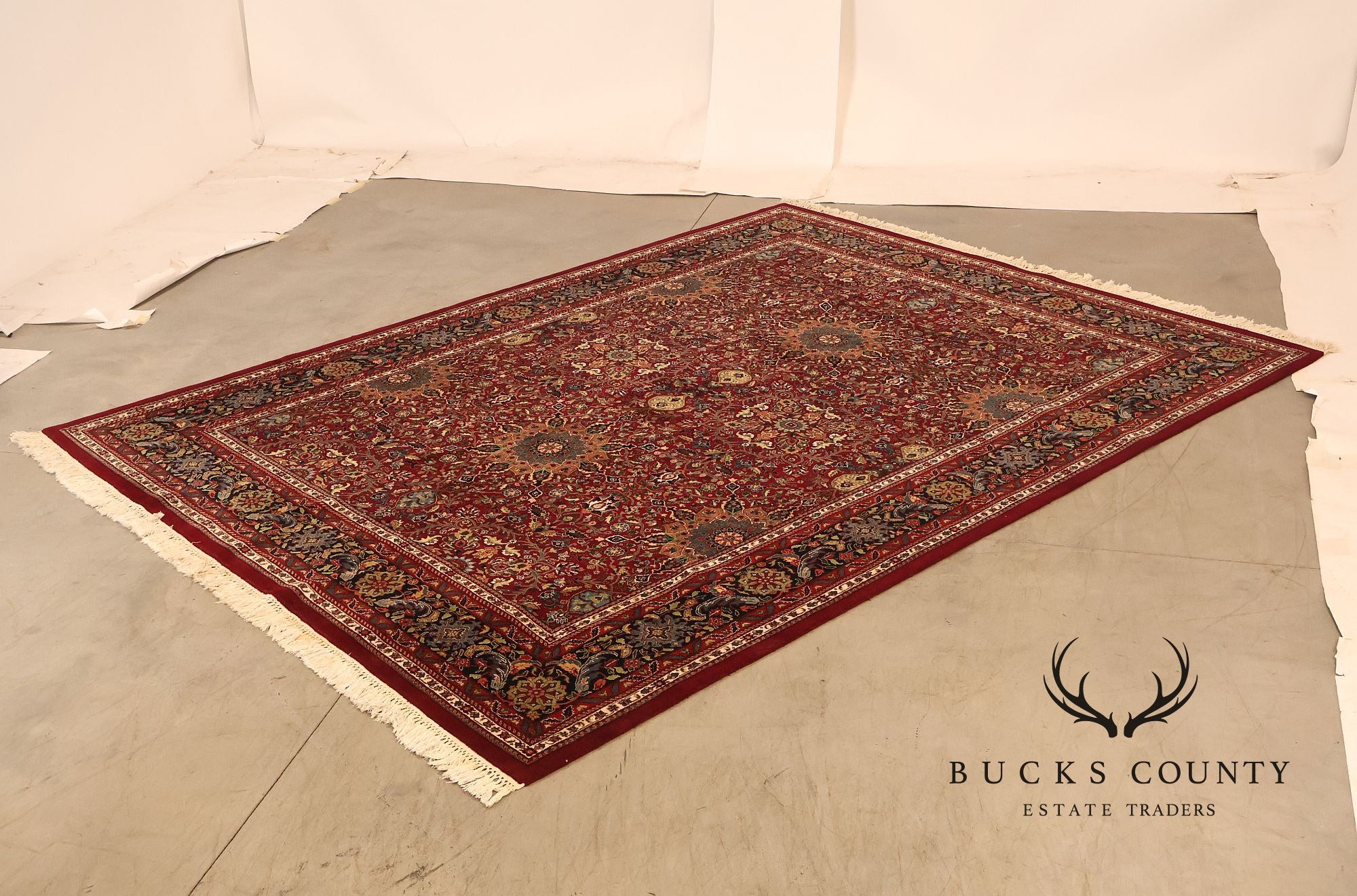 Hand Knotted Persian Style Wool Area Rug With Floral Medallion Design