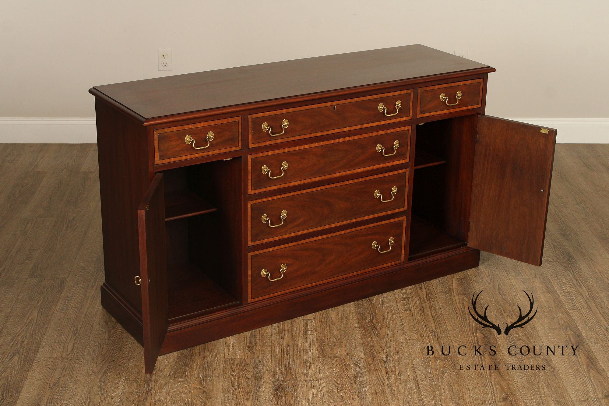 Henkel Harris Georgian Style Inlaid Mahogany Sideboard