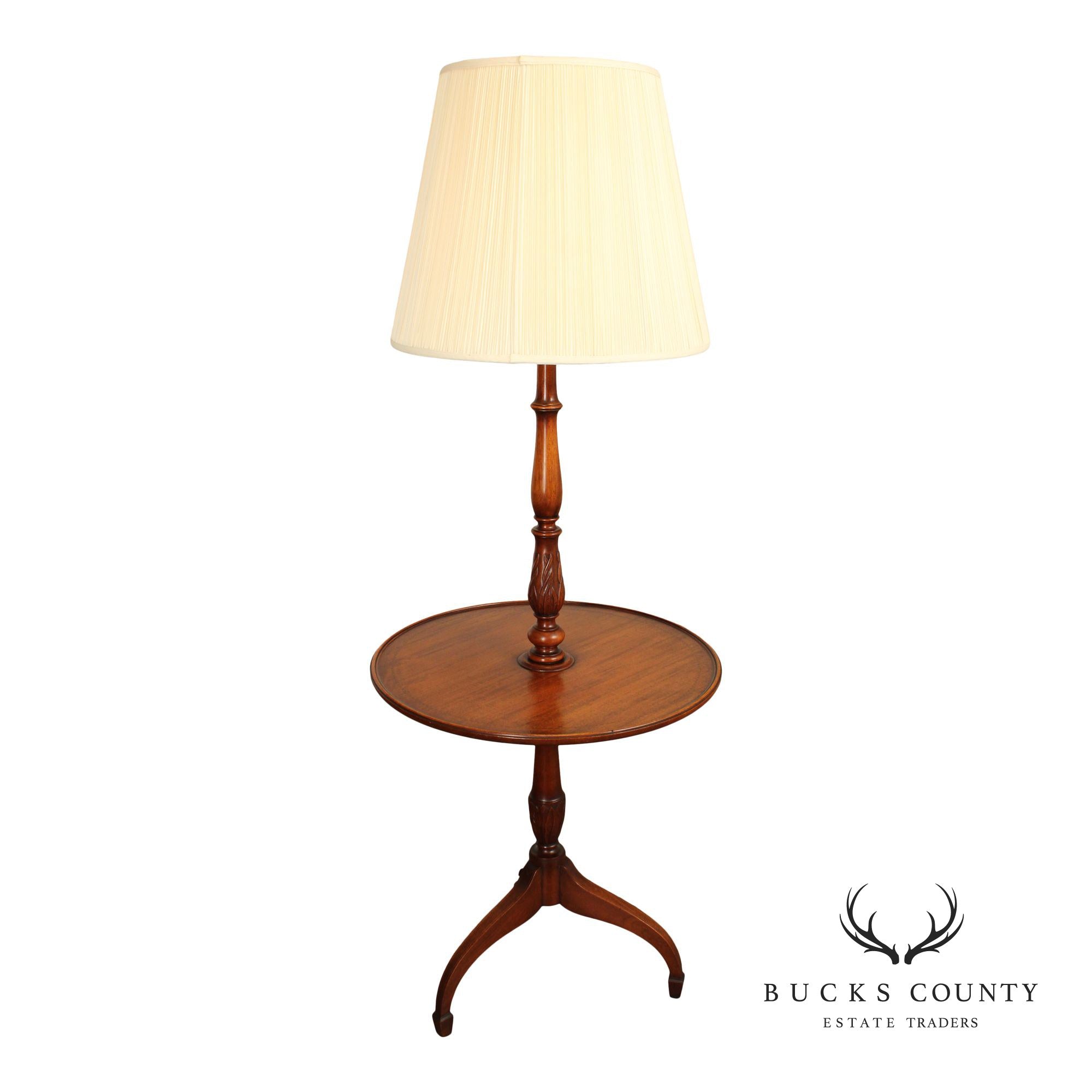 Federal Style Mahogany Floor Lamp Side Table