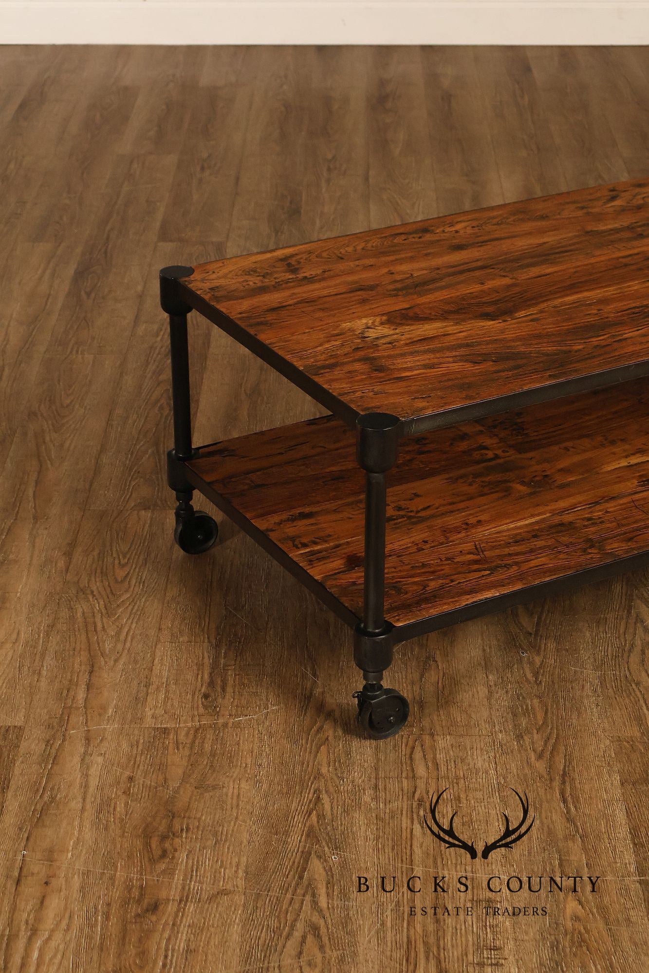 Industrial Style Two-Tier Rolling Coffee table