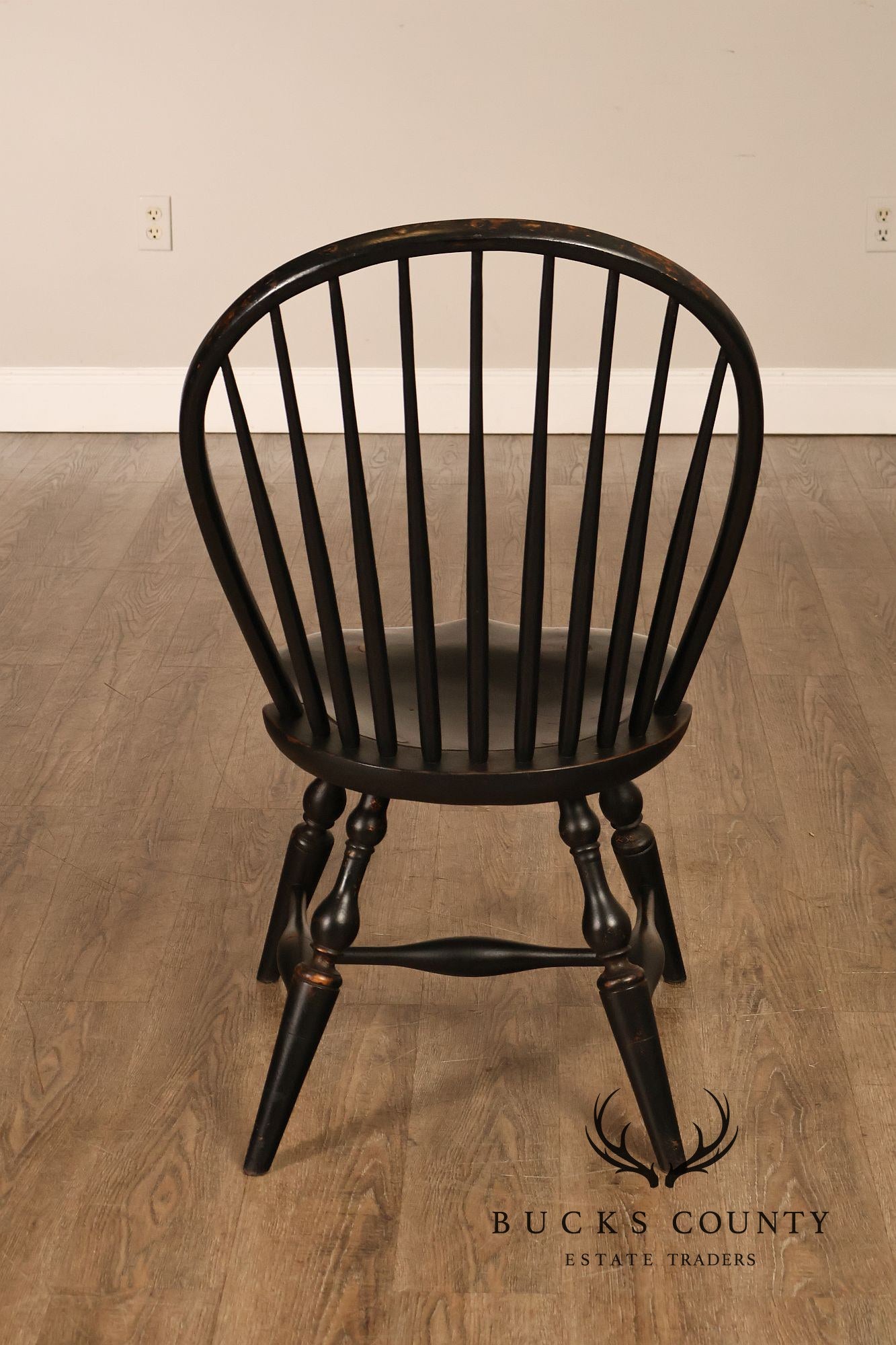 Richard Grell Set of Four Distress Painted Windsor Chairs