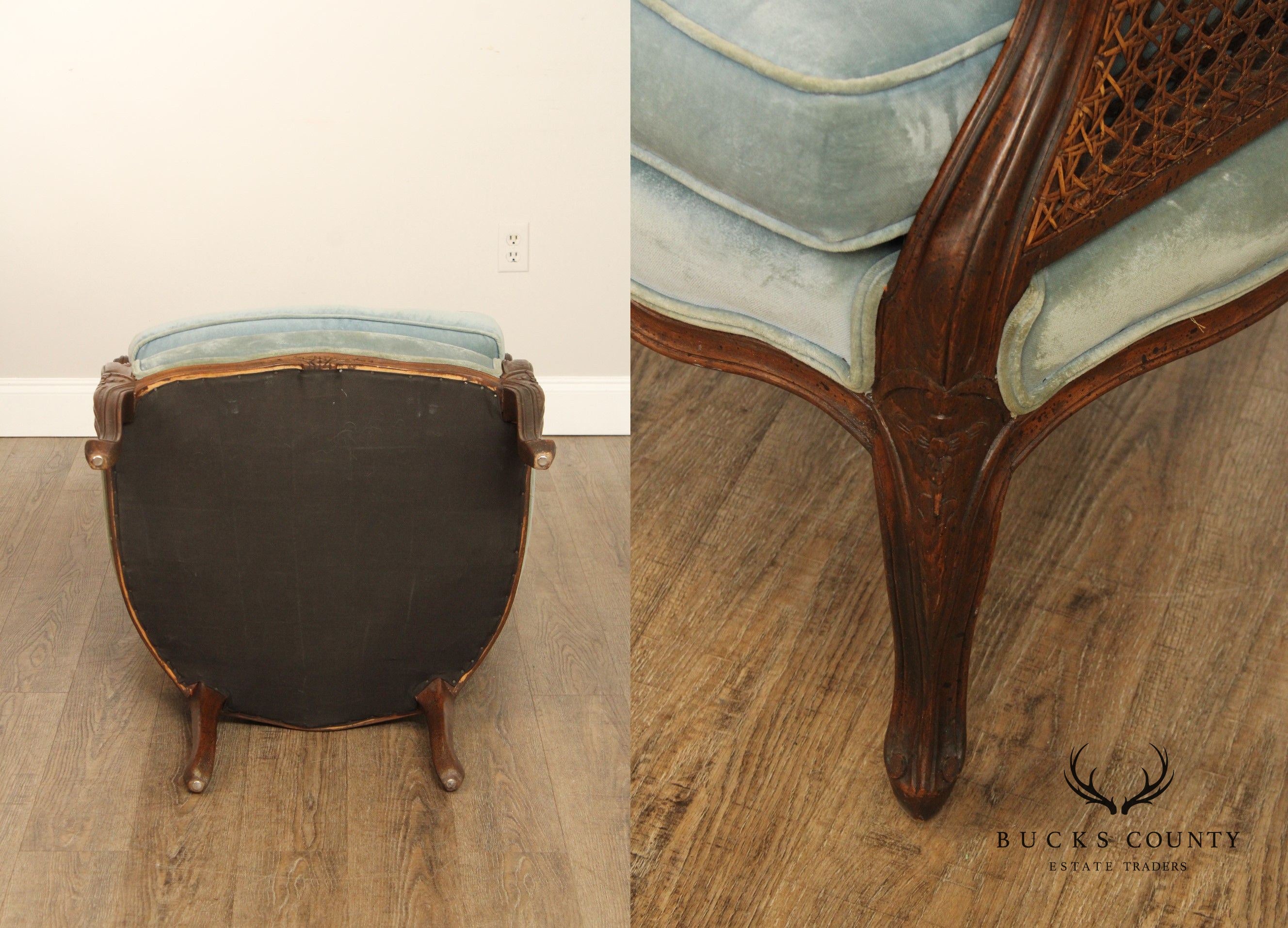 French Louis XV Style Caned High Back Porter's Chair