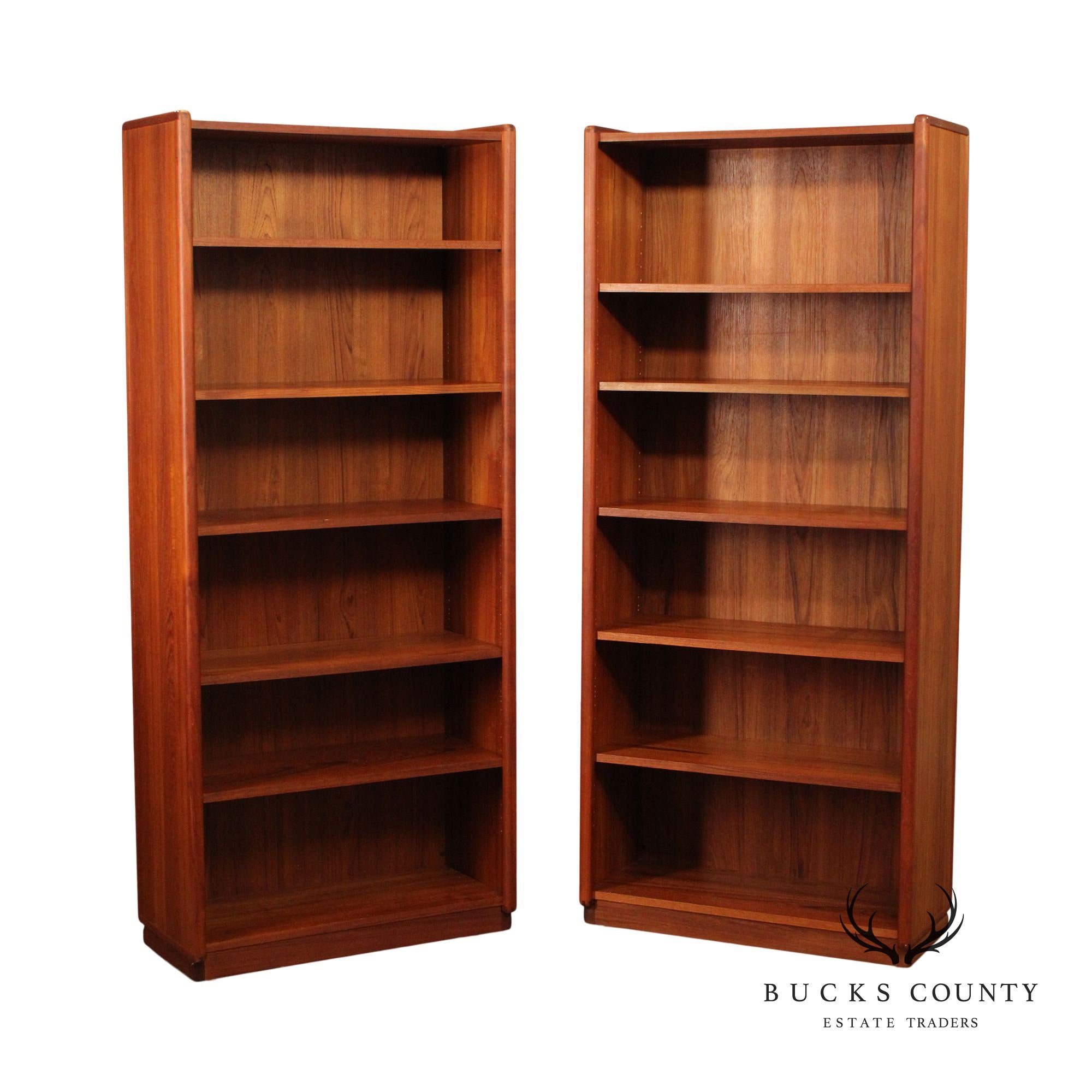 Danish Modern Vintage Pair Of TeakTall Open Bookcases