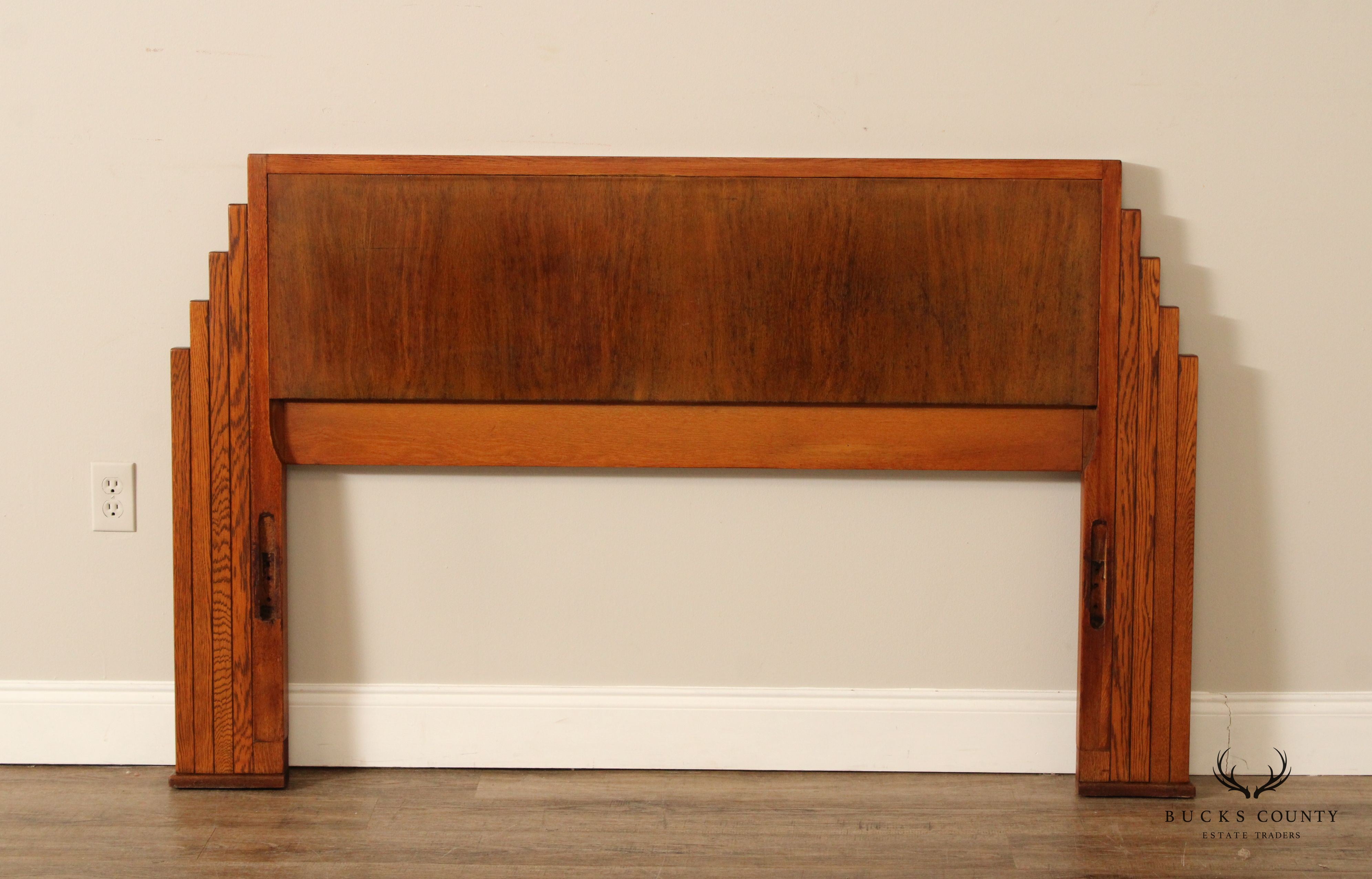 Grand Rapids Art Deco Period Queen Headboard And Footboard