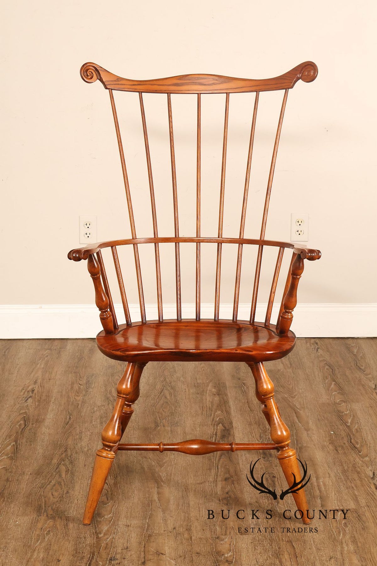 Nichols and Stone Pair of Oak Windsor Armchairs