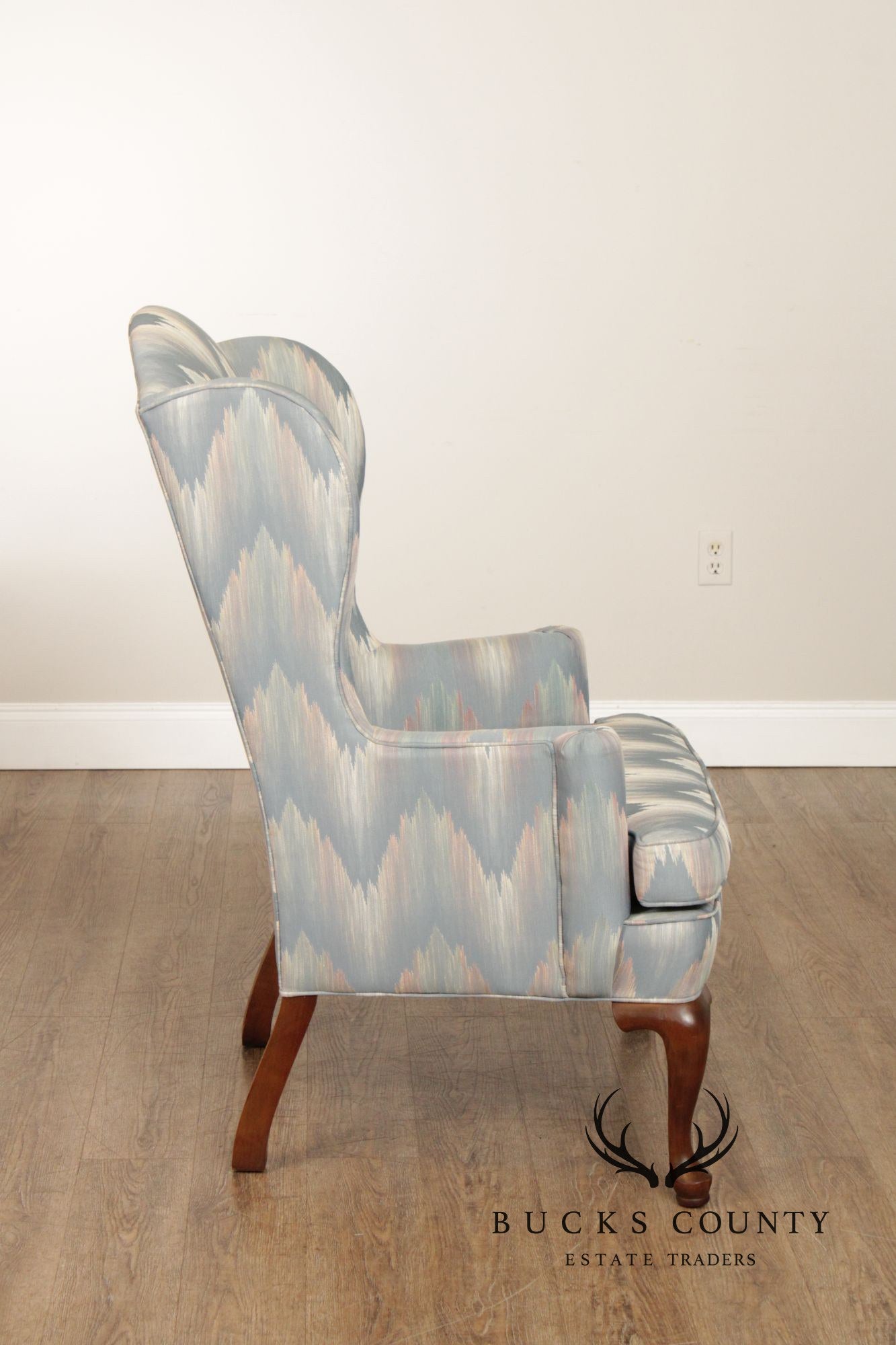 Ethan Allen Queen Anne Style Pair of Wingback Chairs