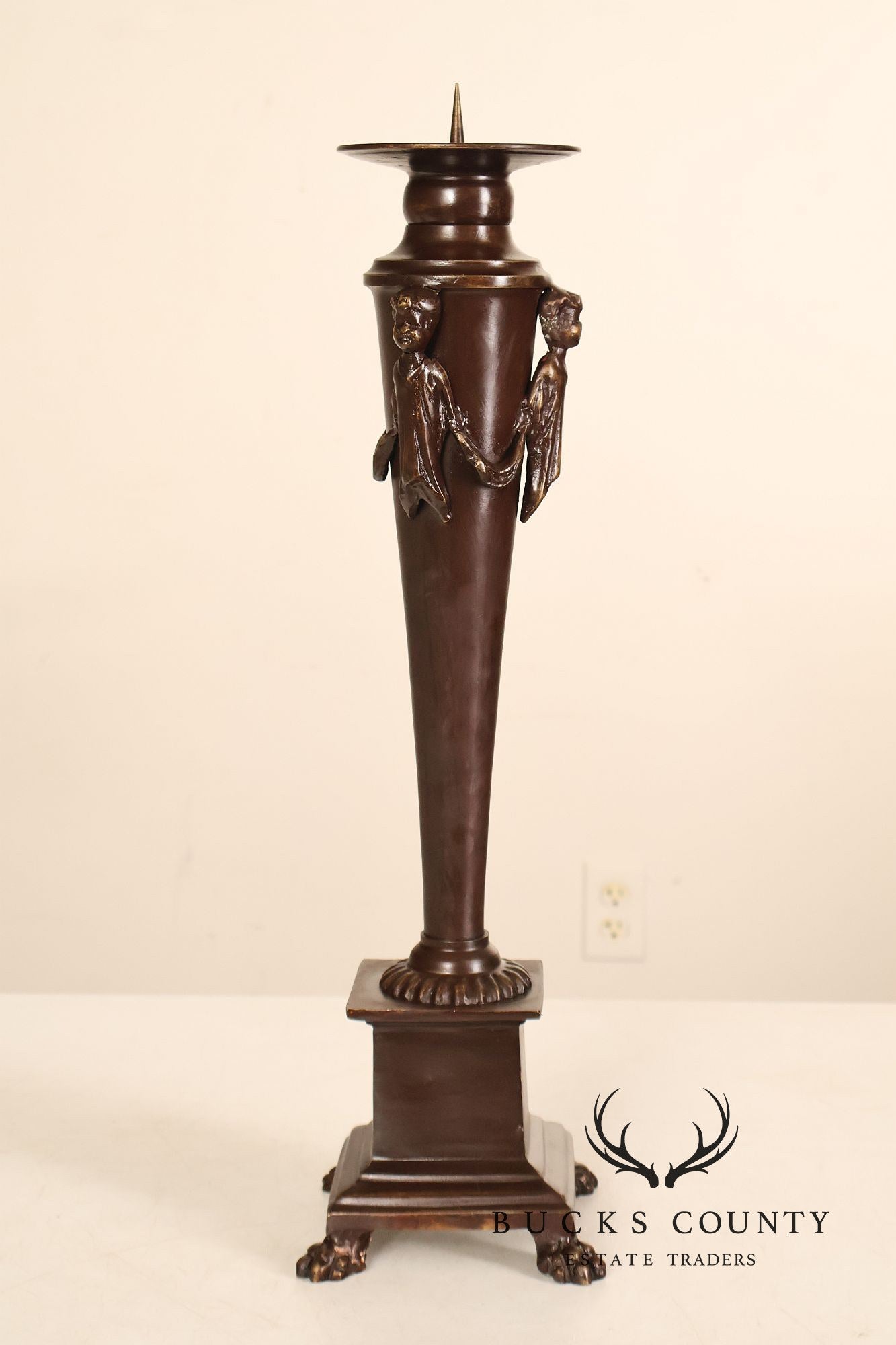 Maitland Smith Bronze Pair Of Neoclassical-Style Candlesticks