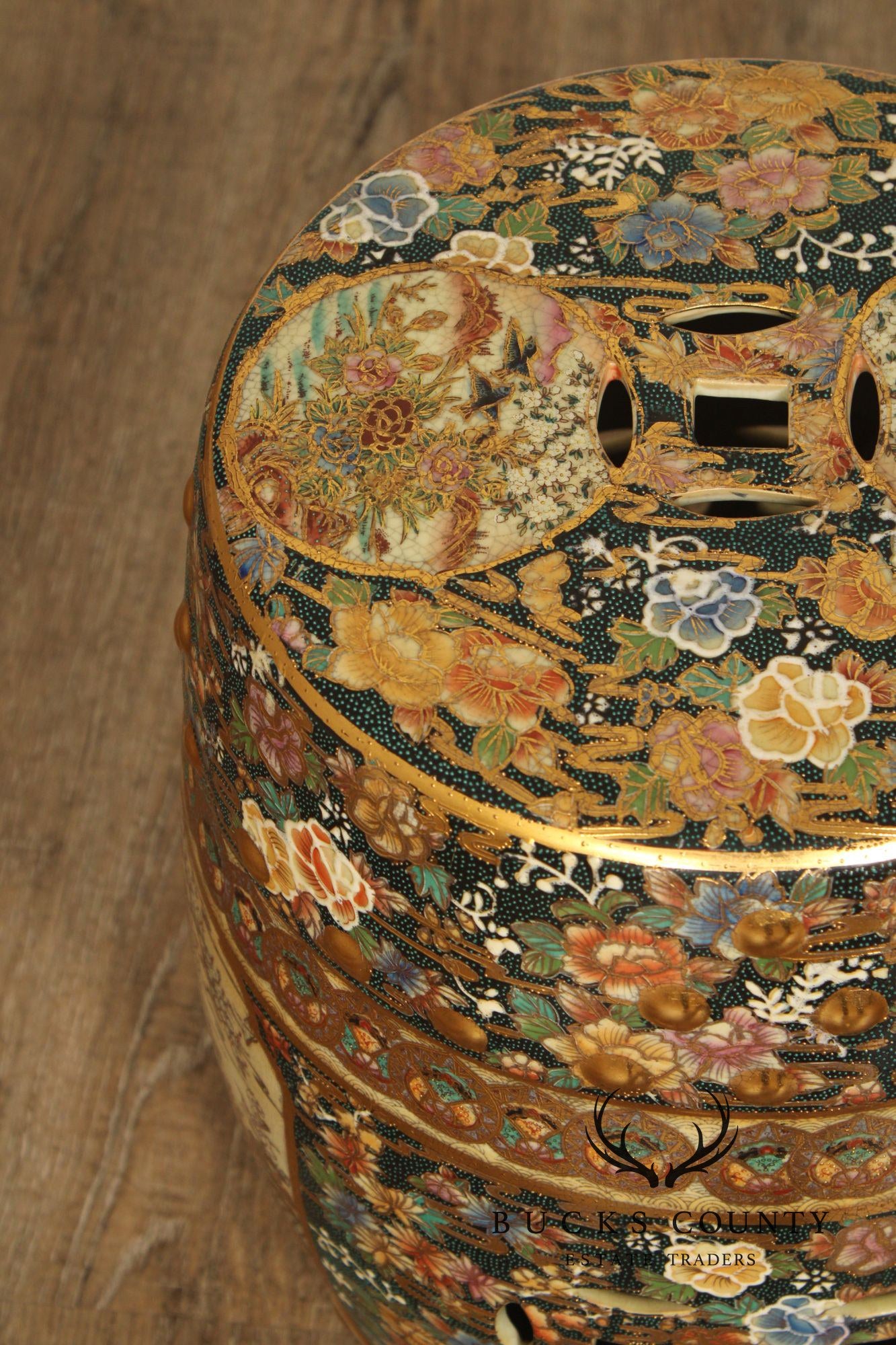 Japanese Satsuma Porcelain Garden Stool