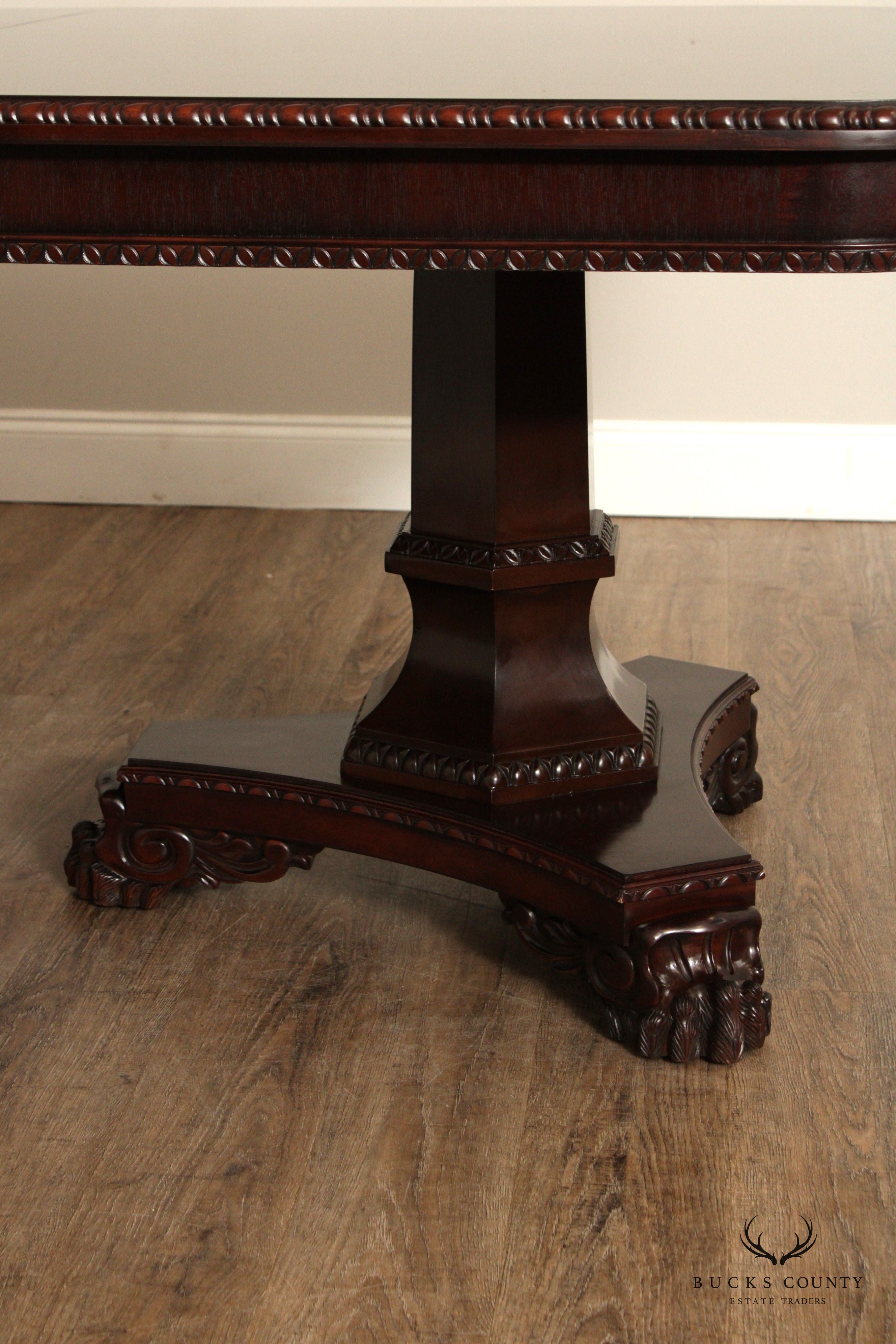 Empire Style Mahogany Double Pedestal Expandable Dining Table